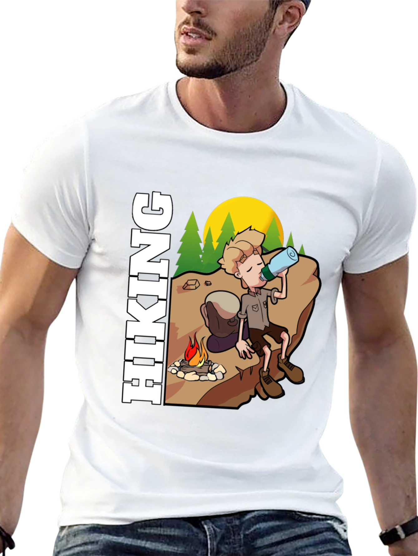 Black Hiking Cartoon Graphic Tee - Adventure Awaits view 13