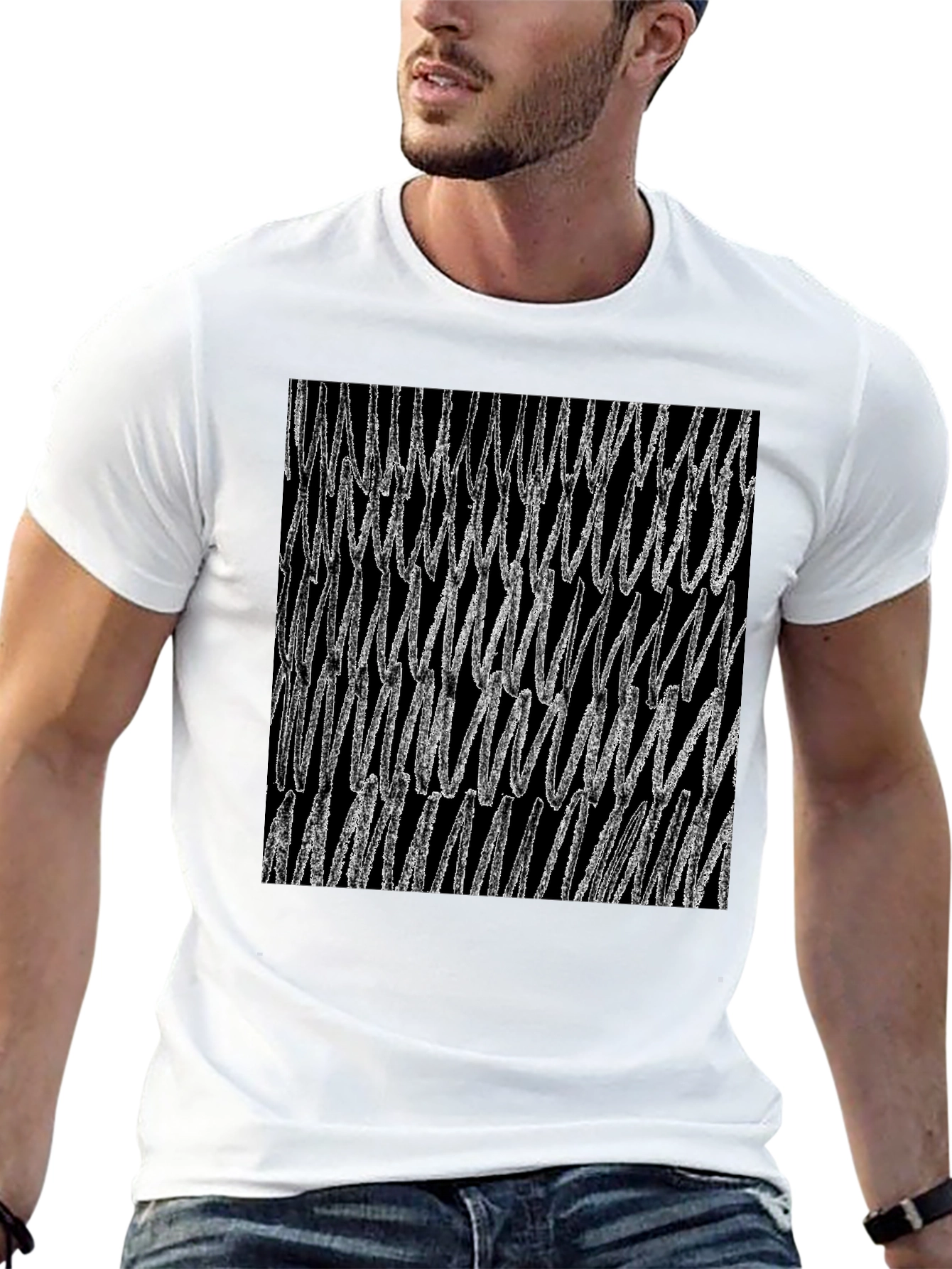 Black Abstract Scribble Graphic Black T-Shirt view 13