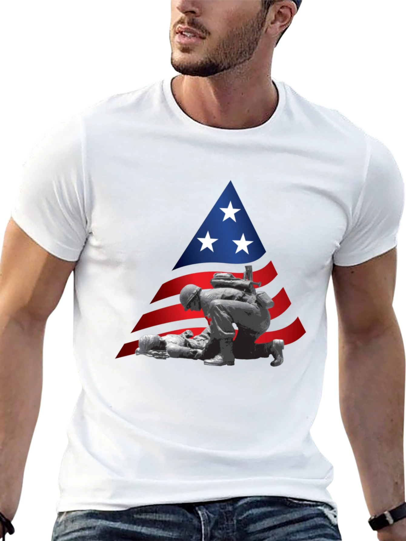 Black Patriotic Soldier T-Shirt - Support Our Troops! view 13