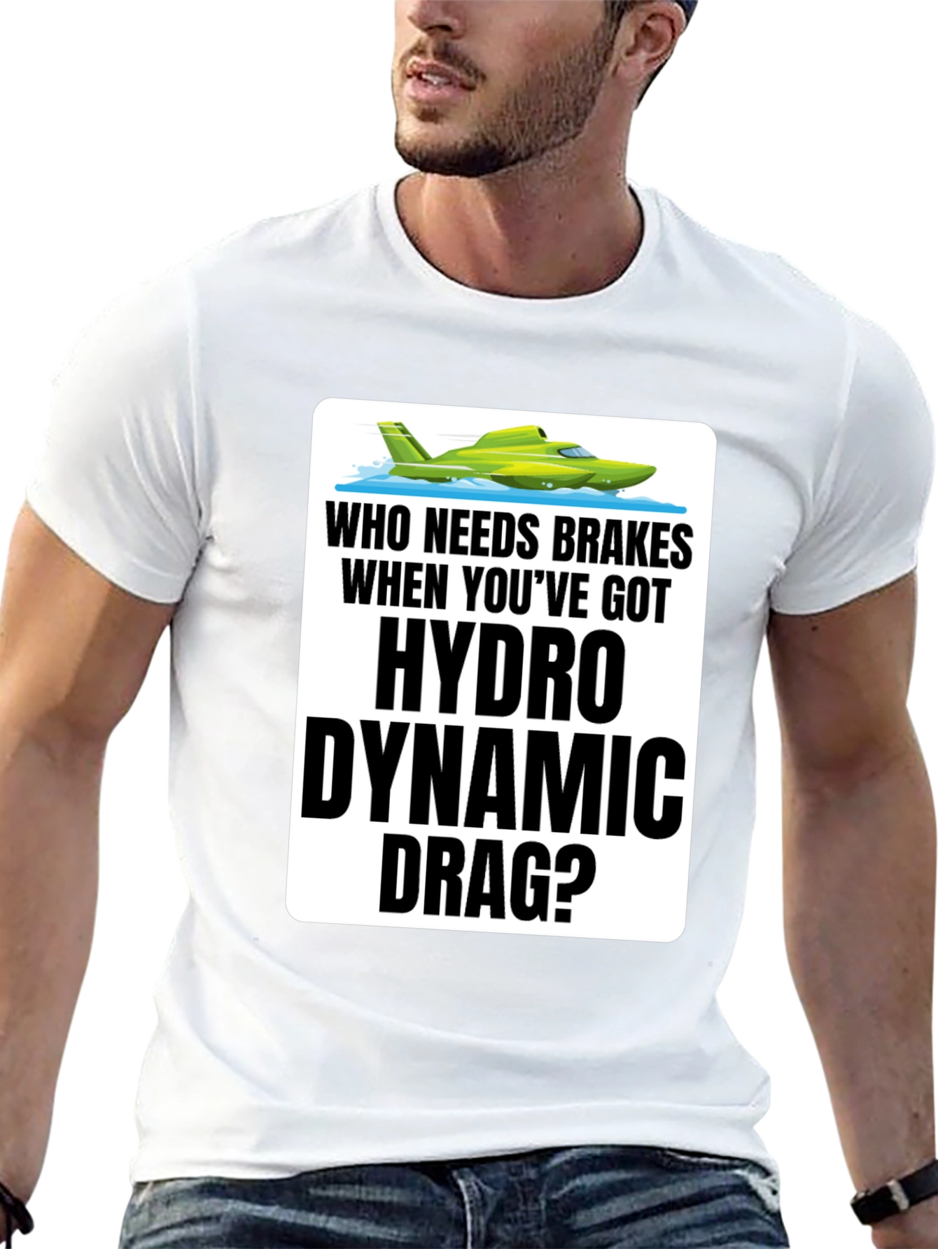 Black Hydro Dynamic Drag T-Shirt - Funny Boating Tee view 13