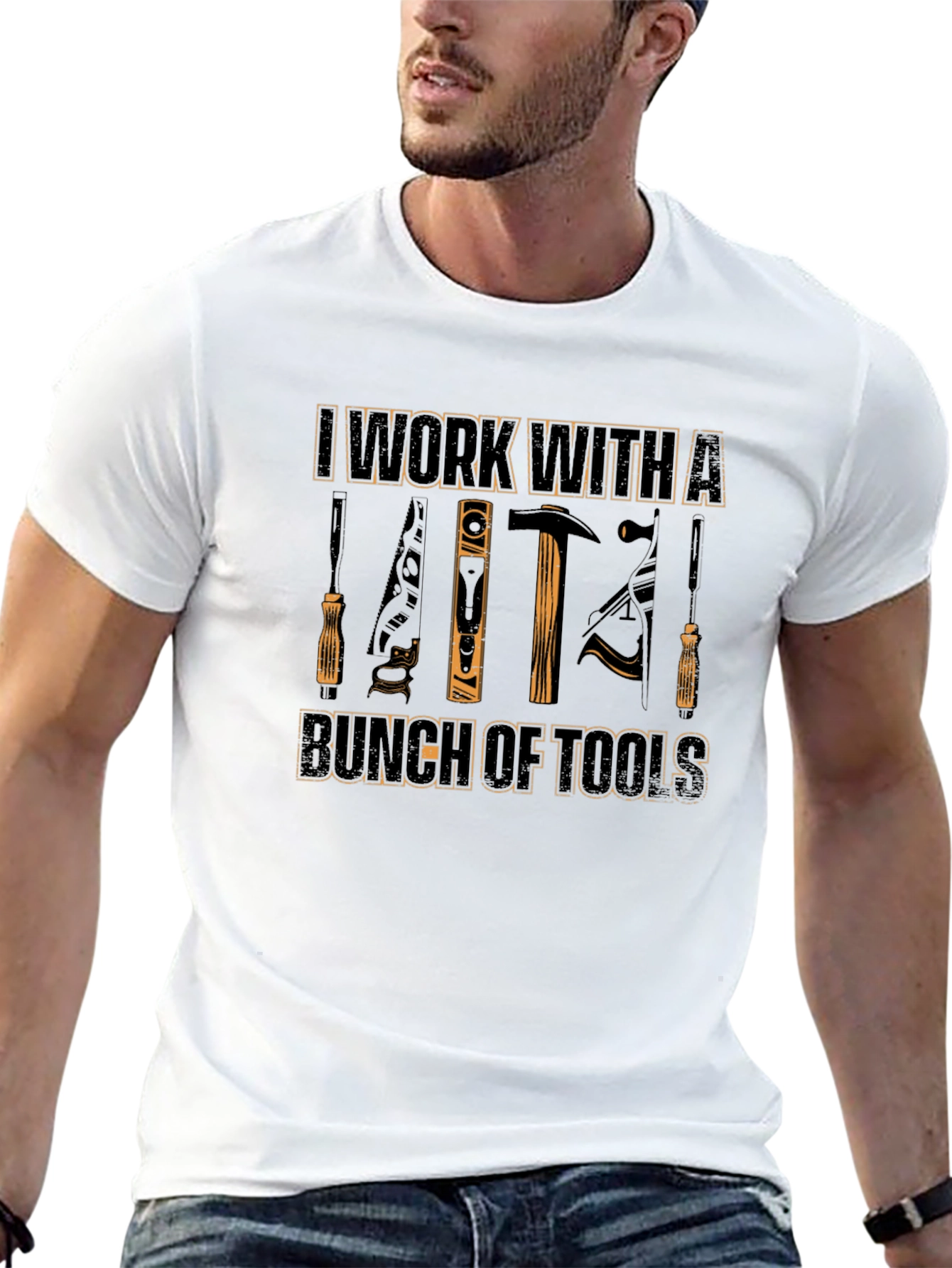 Black I Work With A Bunch of Tools Black Graphic T-Shirt view 13