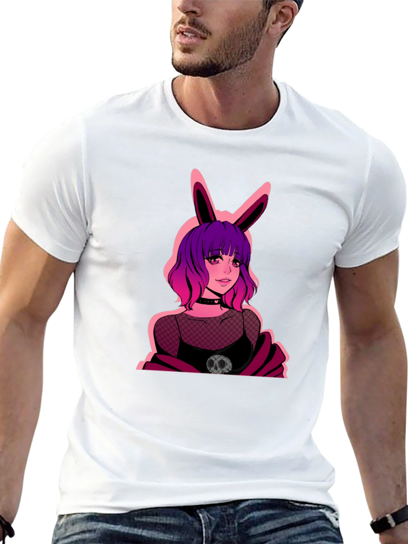 Black Goth Anime Bunny Girl Graphic Tee view 13