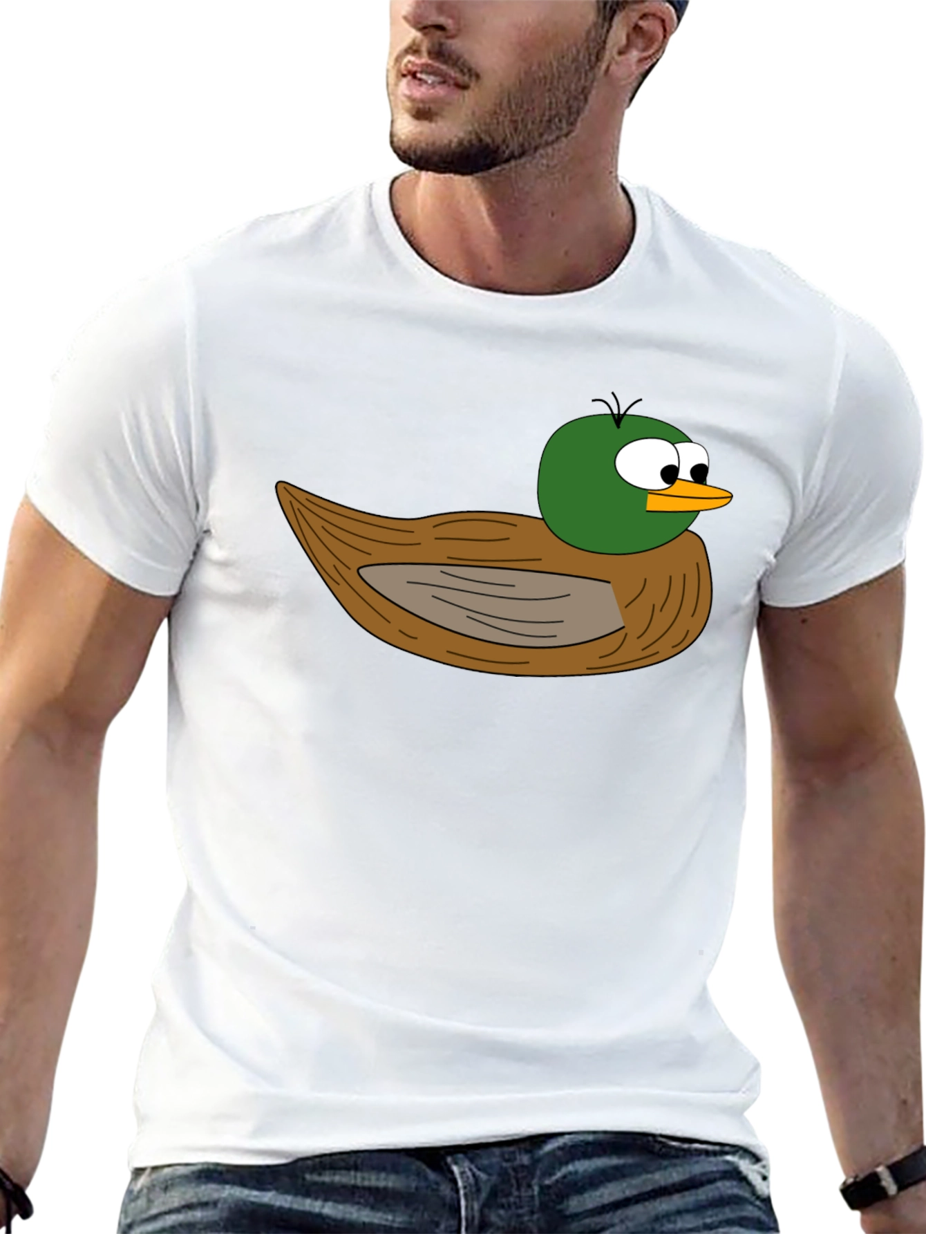 Black Cartoon Duck Graphic Black T-Shirt view 13
