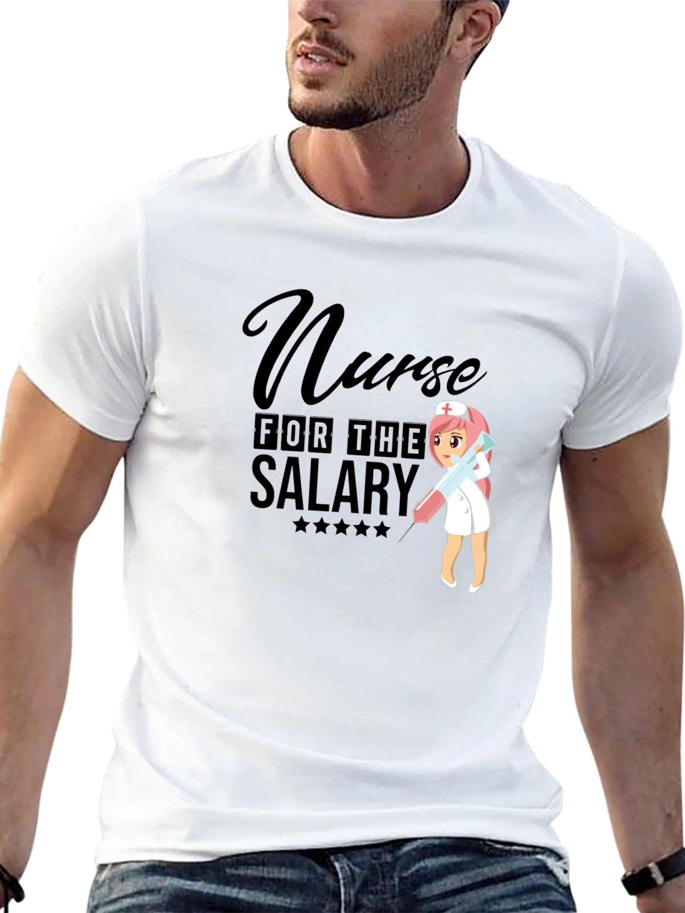 Black Nurse for the Salary Black T-Shirt view 13