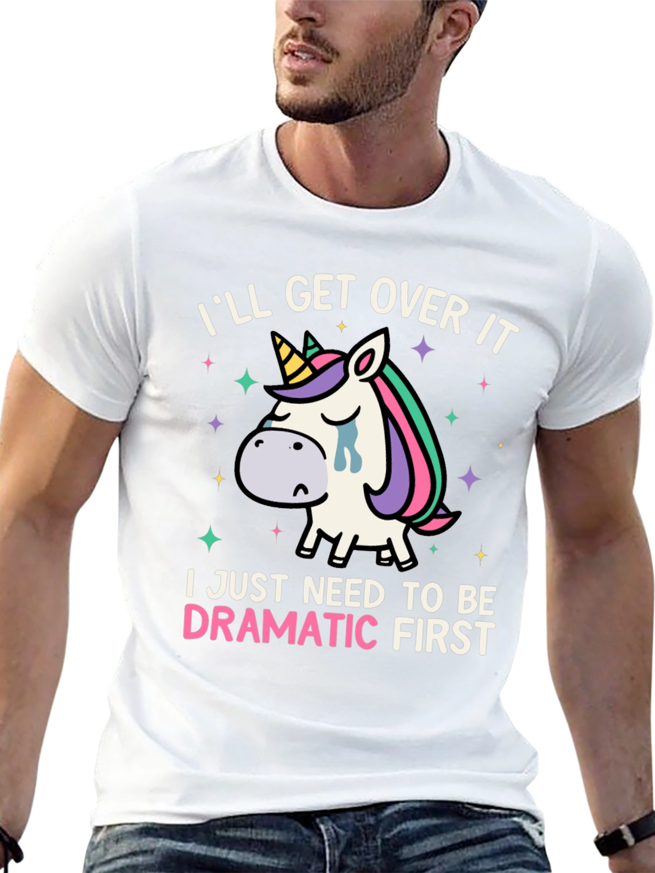Black Dramatic Unicorn T-Shirt - Funny Graphic Tee view 13