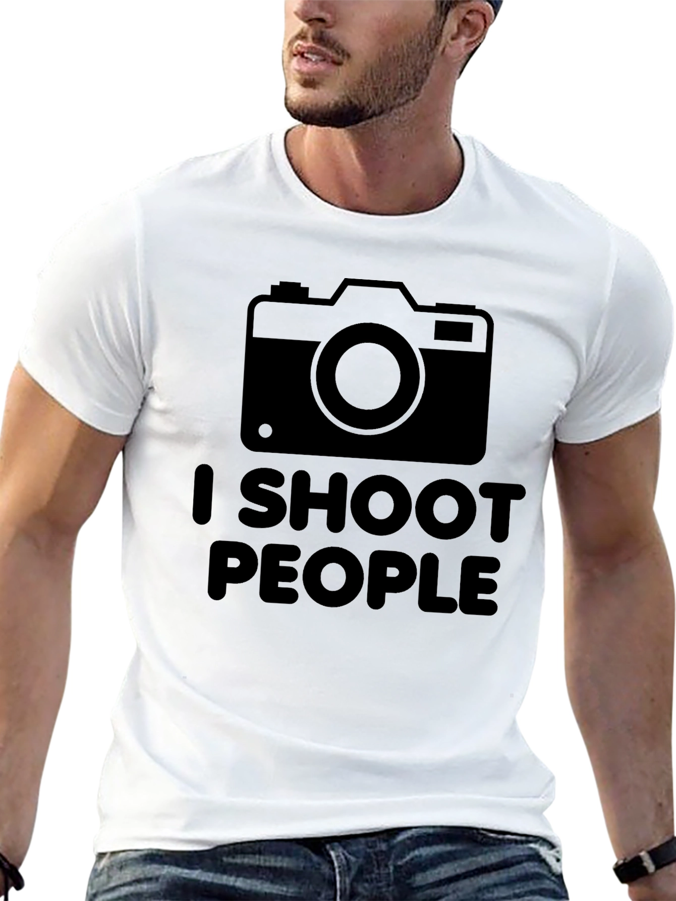 Black I Shoot People Camera T-Shirt - Photographer Tee view 13