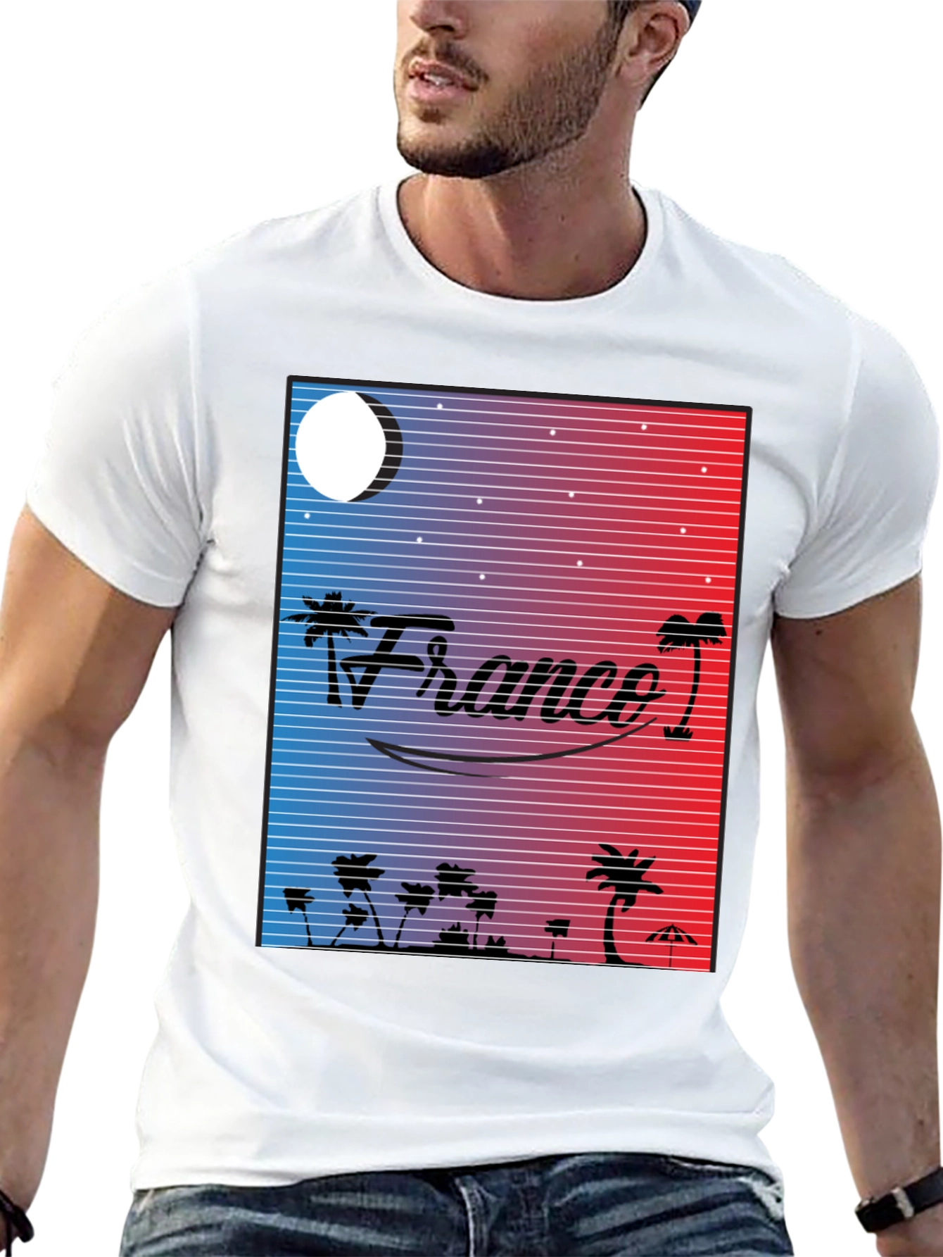 Black France Retro Graphic T-Shirt - Black view 13