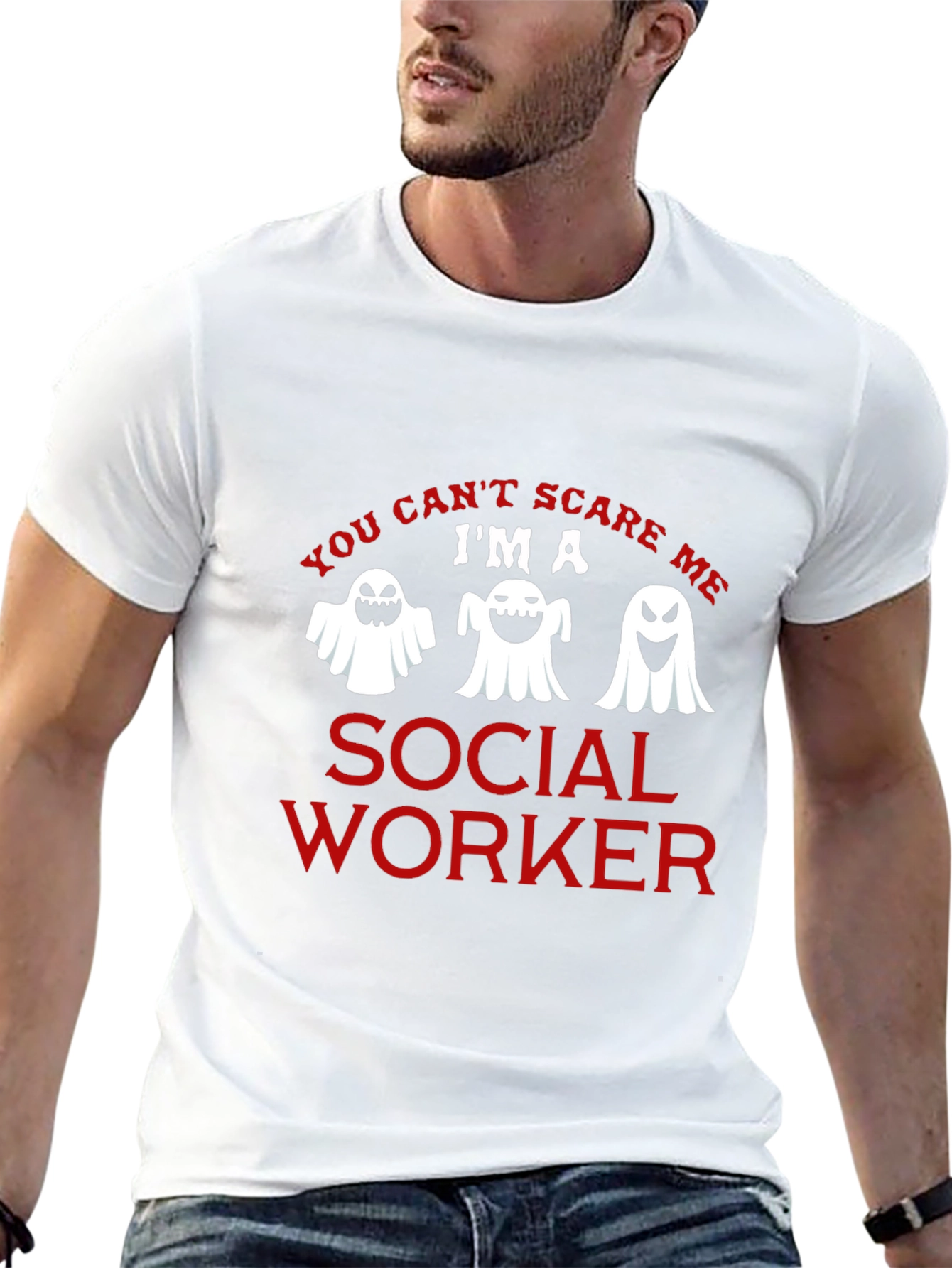Black Social Worker Halloween Ghost Graphic T-Shirt view 13