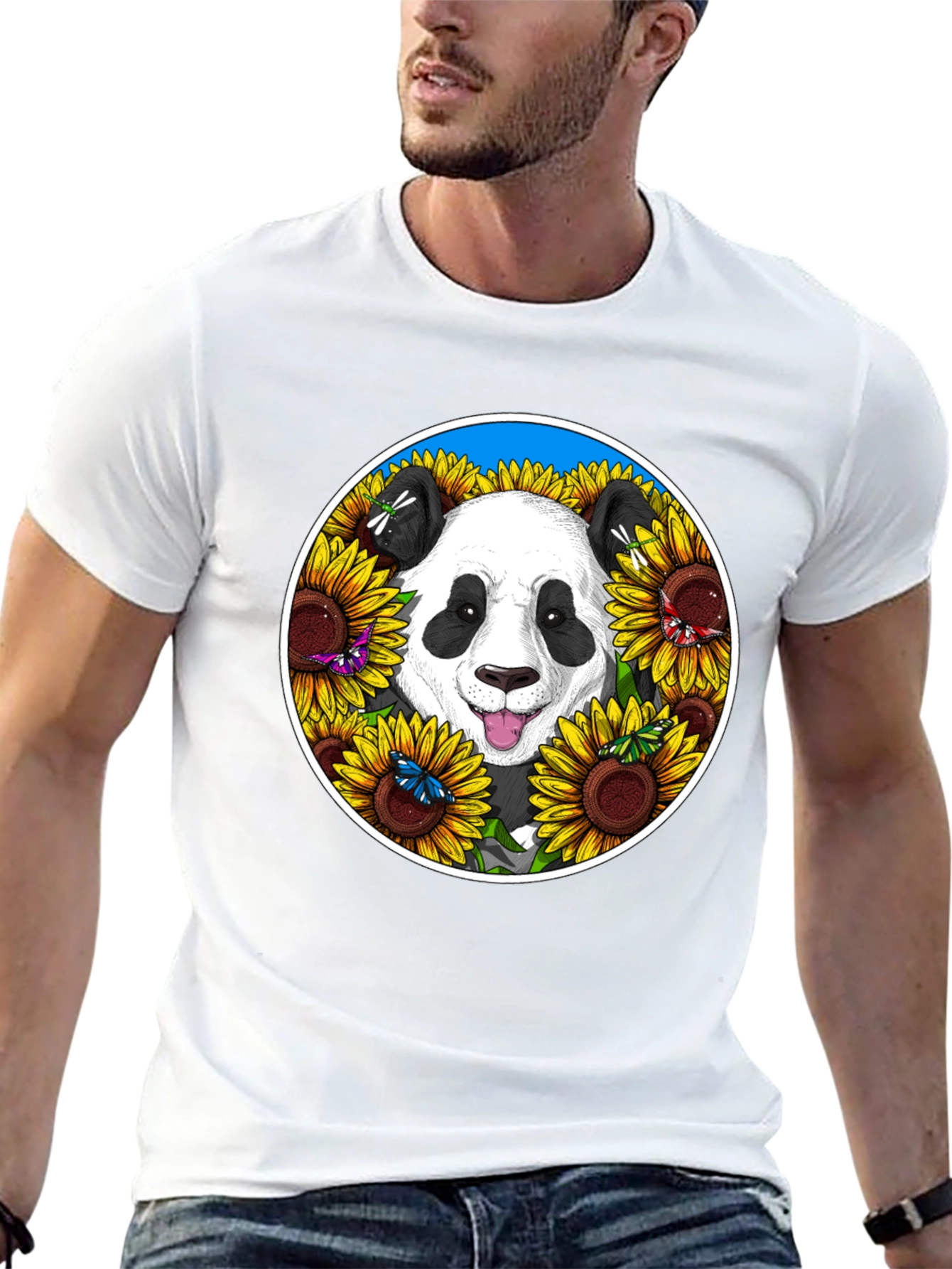 Black Panda Sunflower Graphic Tee view 13