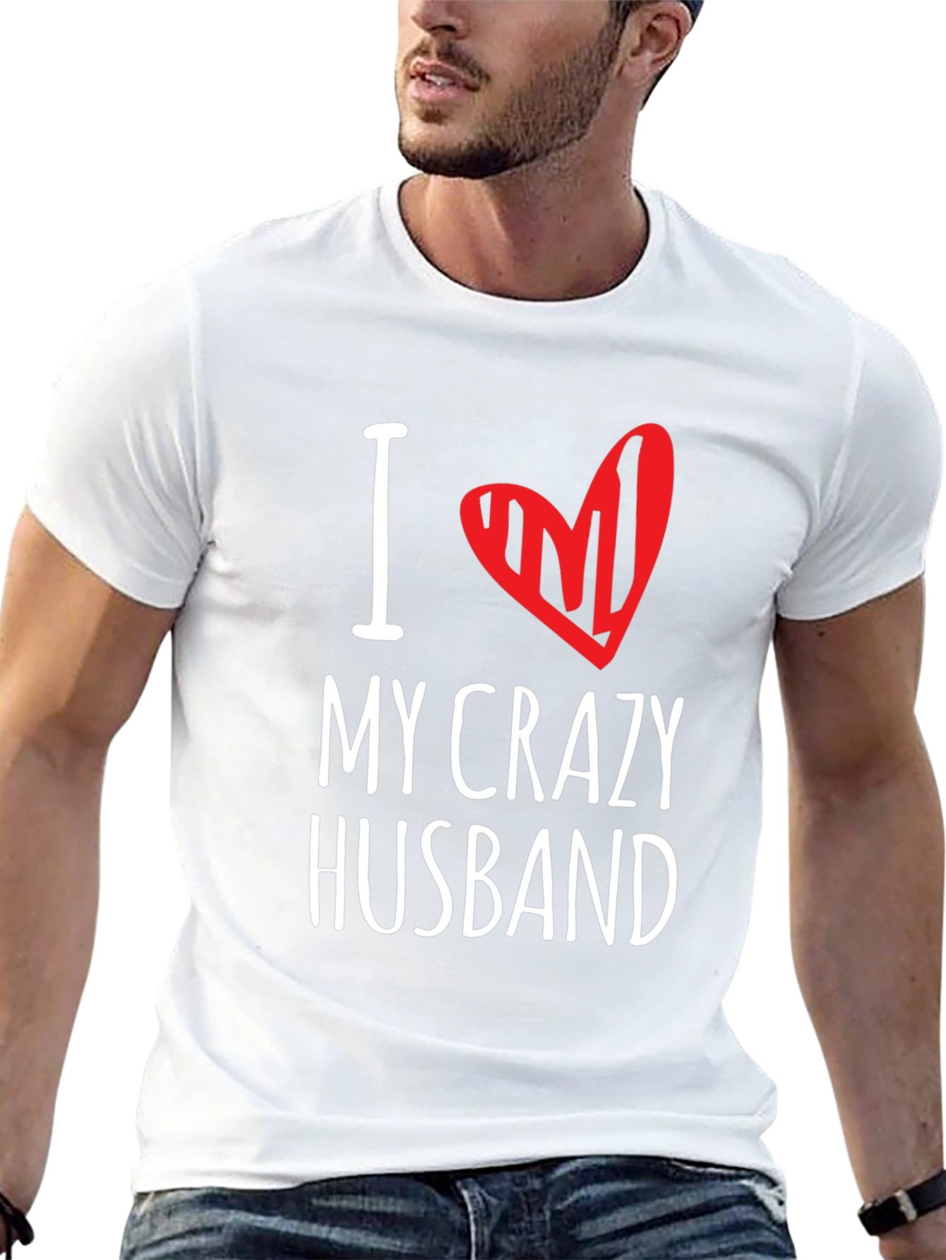 Black I Heart My Crazy Husband Black Graphic T-Shirt view 13