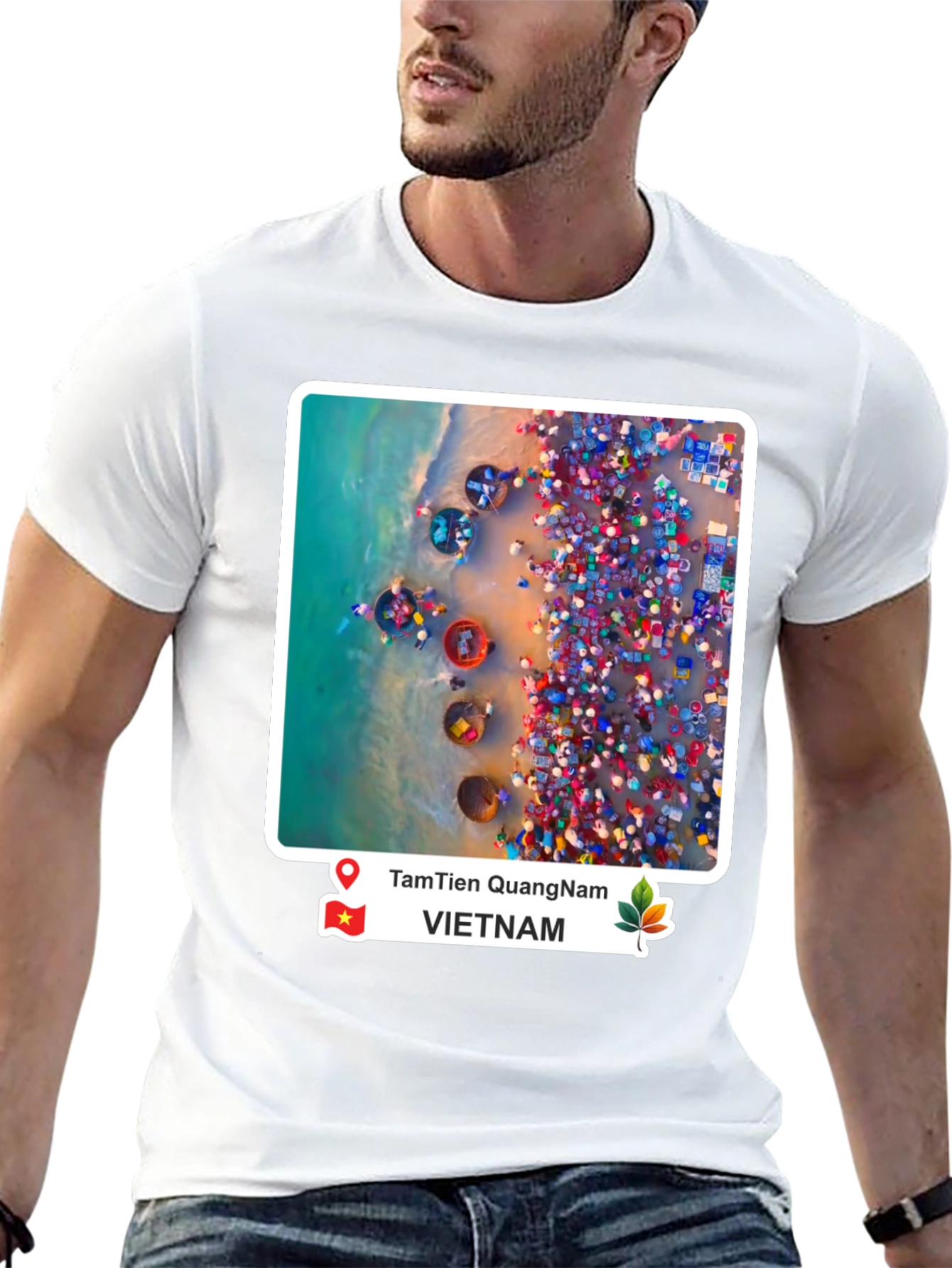 Black Vietnam Coastal Scene Graphic T-Shirt view 13