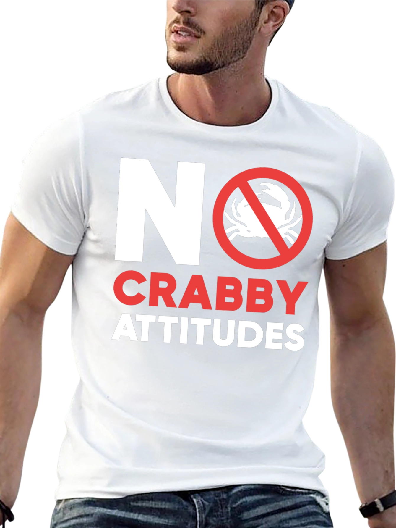 Black No Crabby Attitudes T-Shirt - Funny Graphic Tee view 13