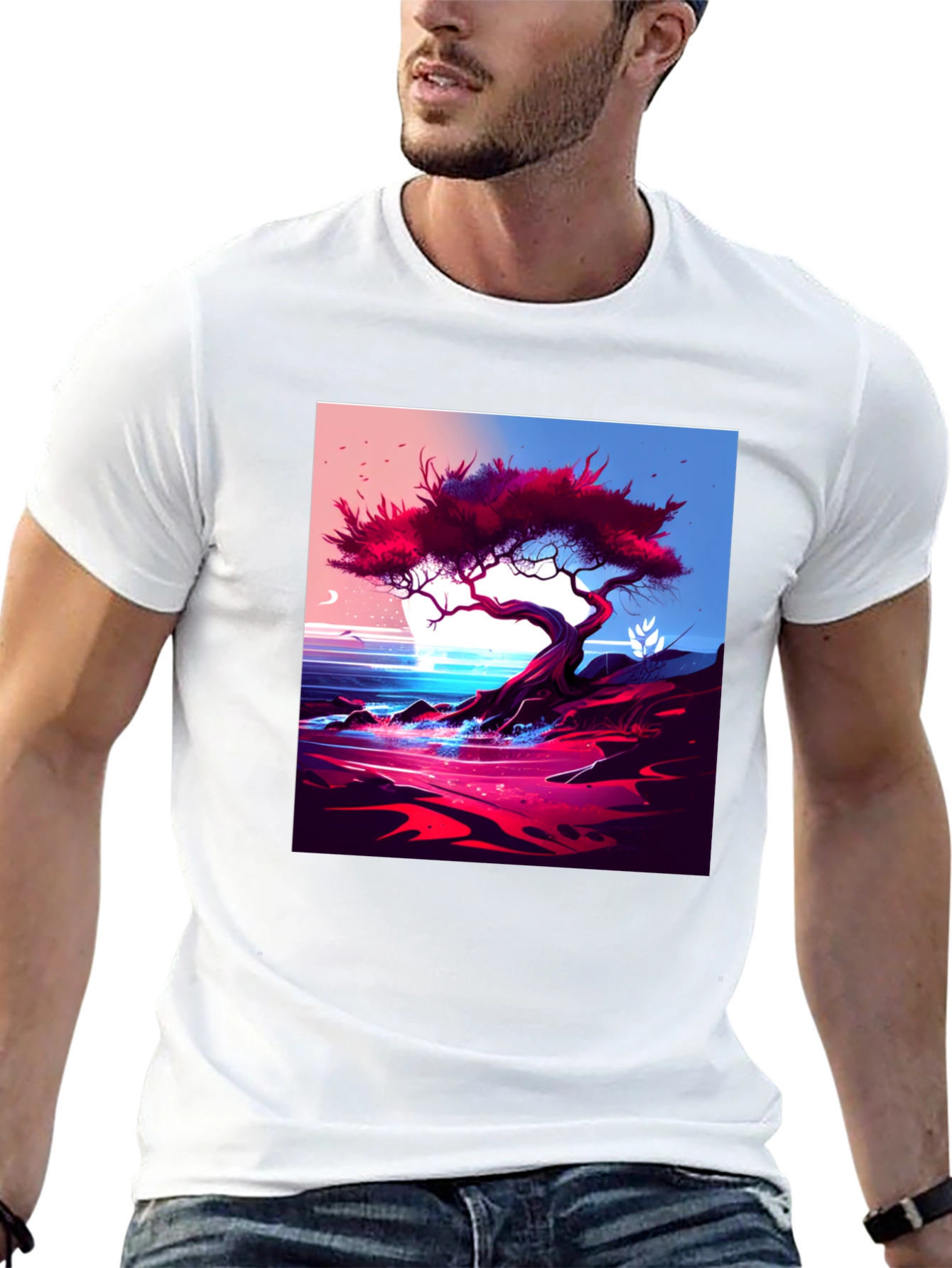 Black Tree on the Shoreline Graphic Tee view 13