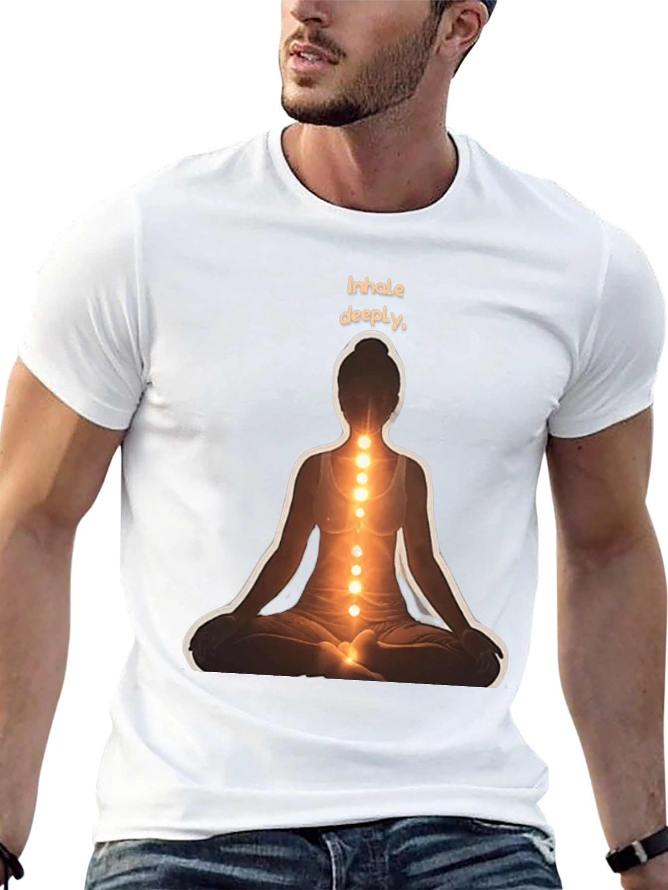 Black Inhale Deeply Meditation T-Shirt view 13