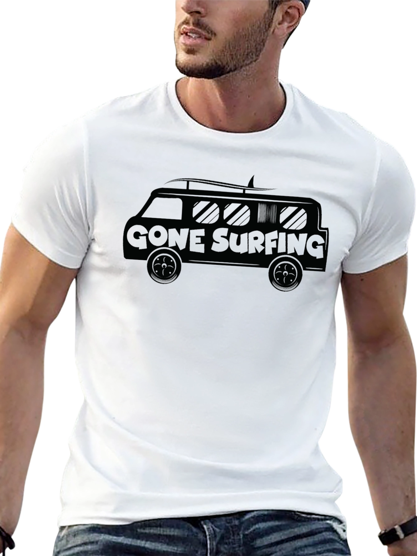 Black Gone Surfing Van Graphic Tee - Black view 13