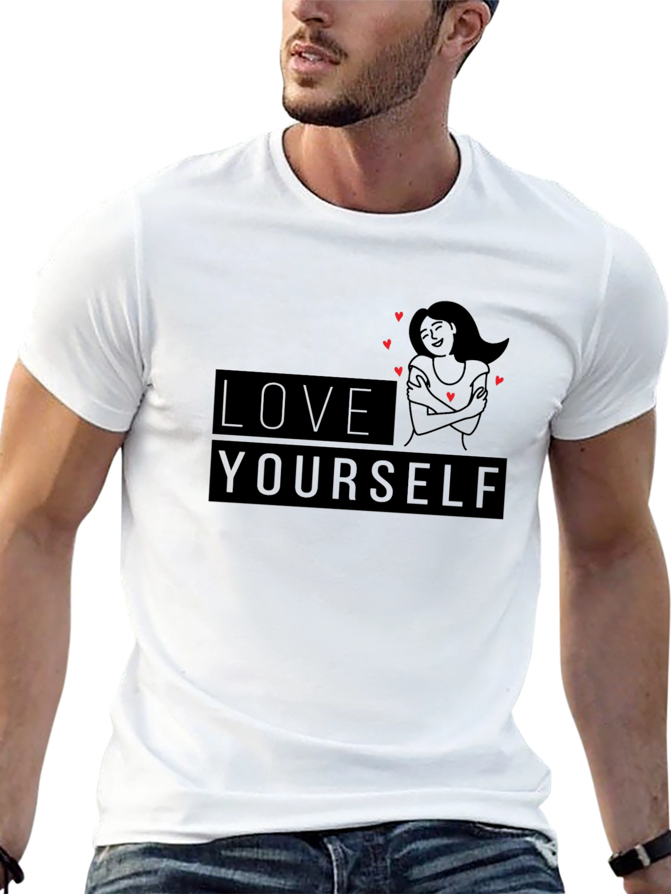 Black Love Yourself Graphic Tee - Black view 13