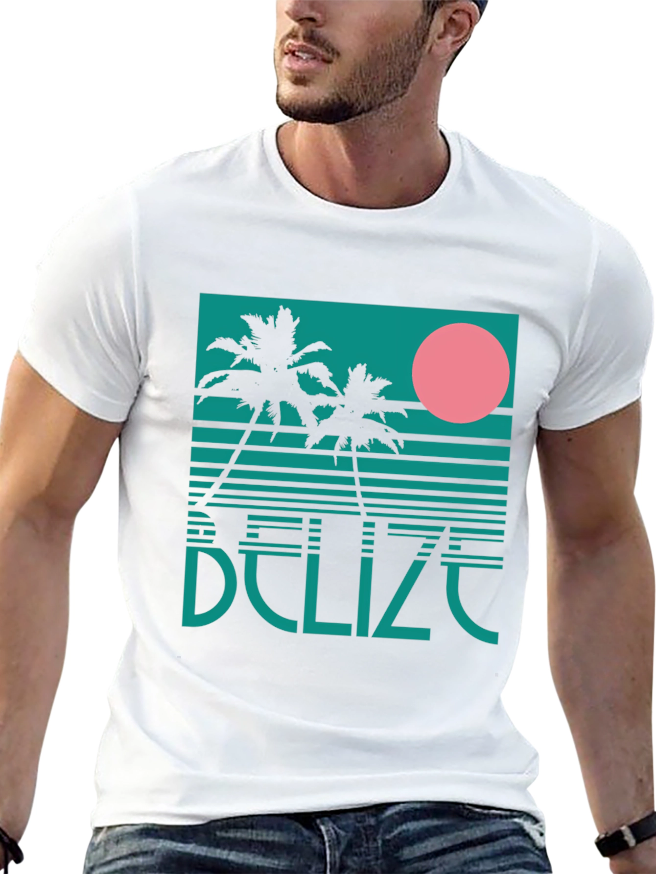 Black Belize Retro Palm Tree Graphic T-Shirt view 13
