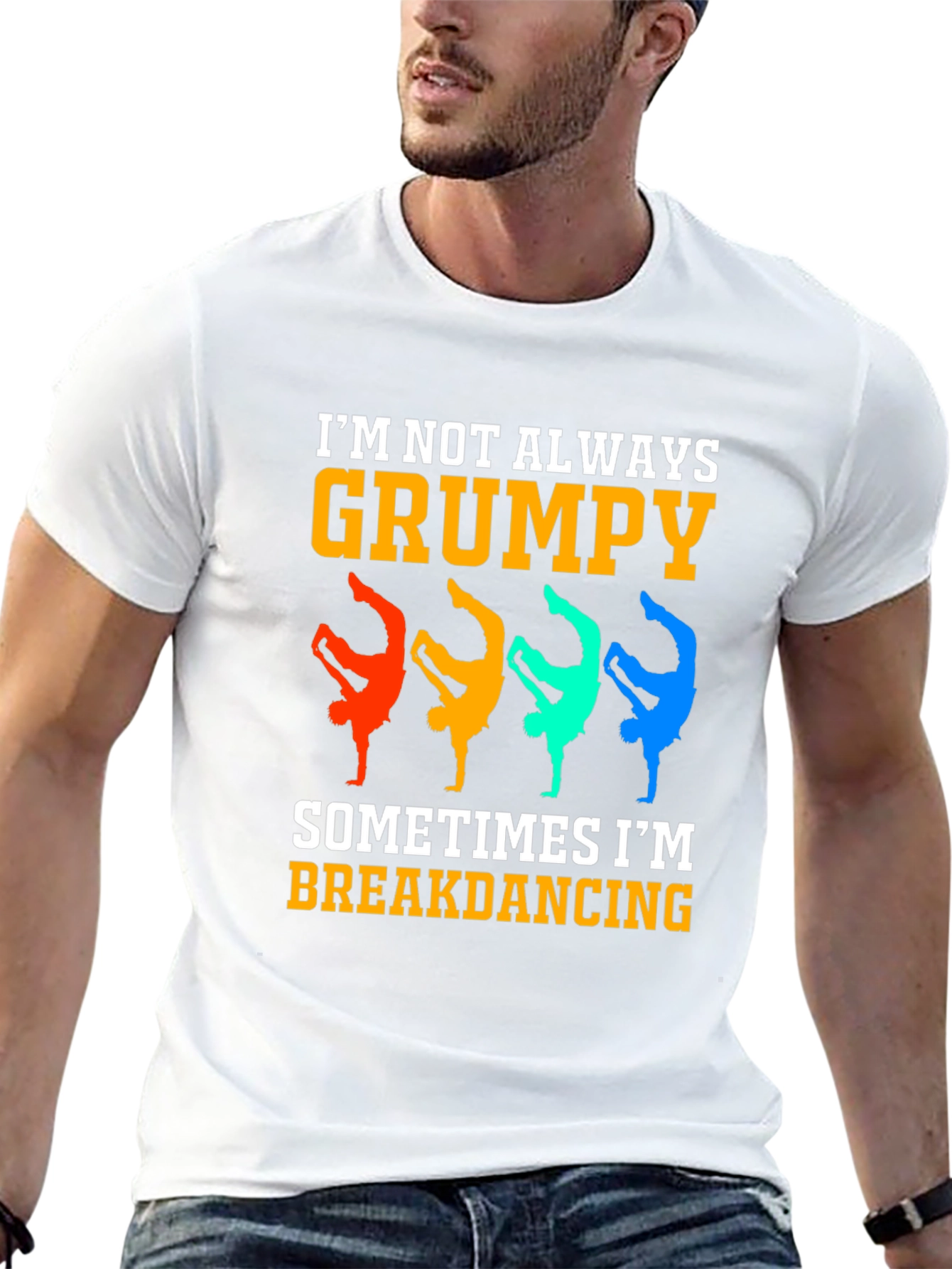 Black Grumpy Breakdancing Graphic Tee - Funny Men's T-Shirt view 13