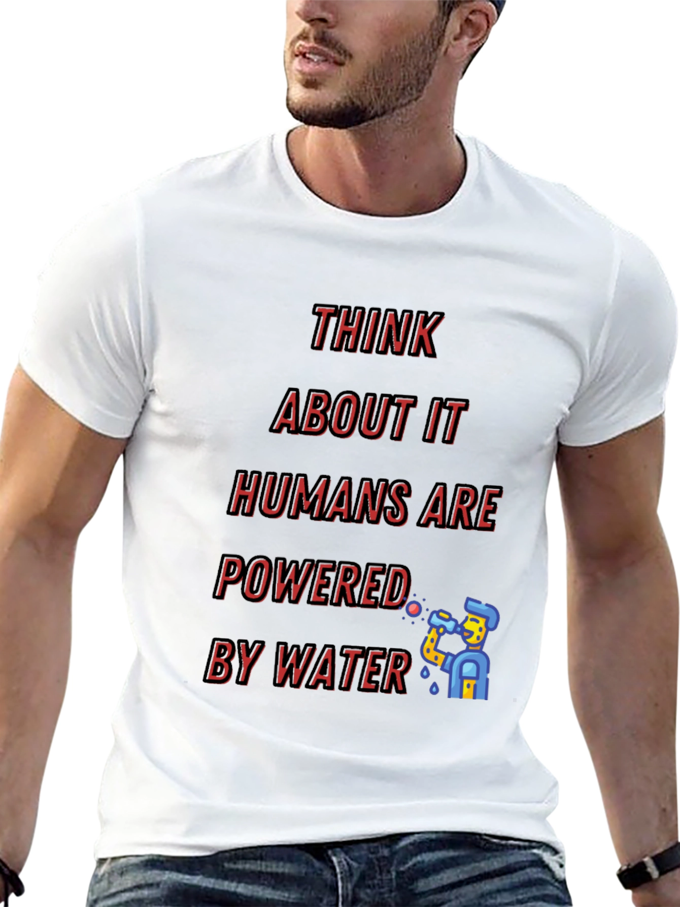 Black Think About It - Humans Are Powered By Water T-Shirt view 13