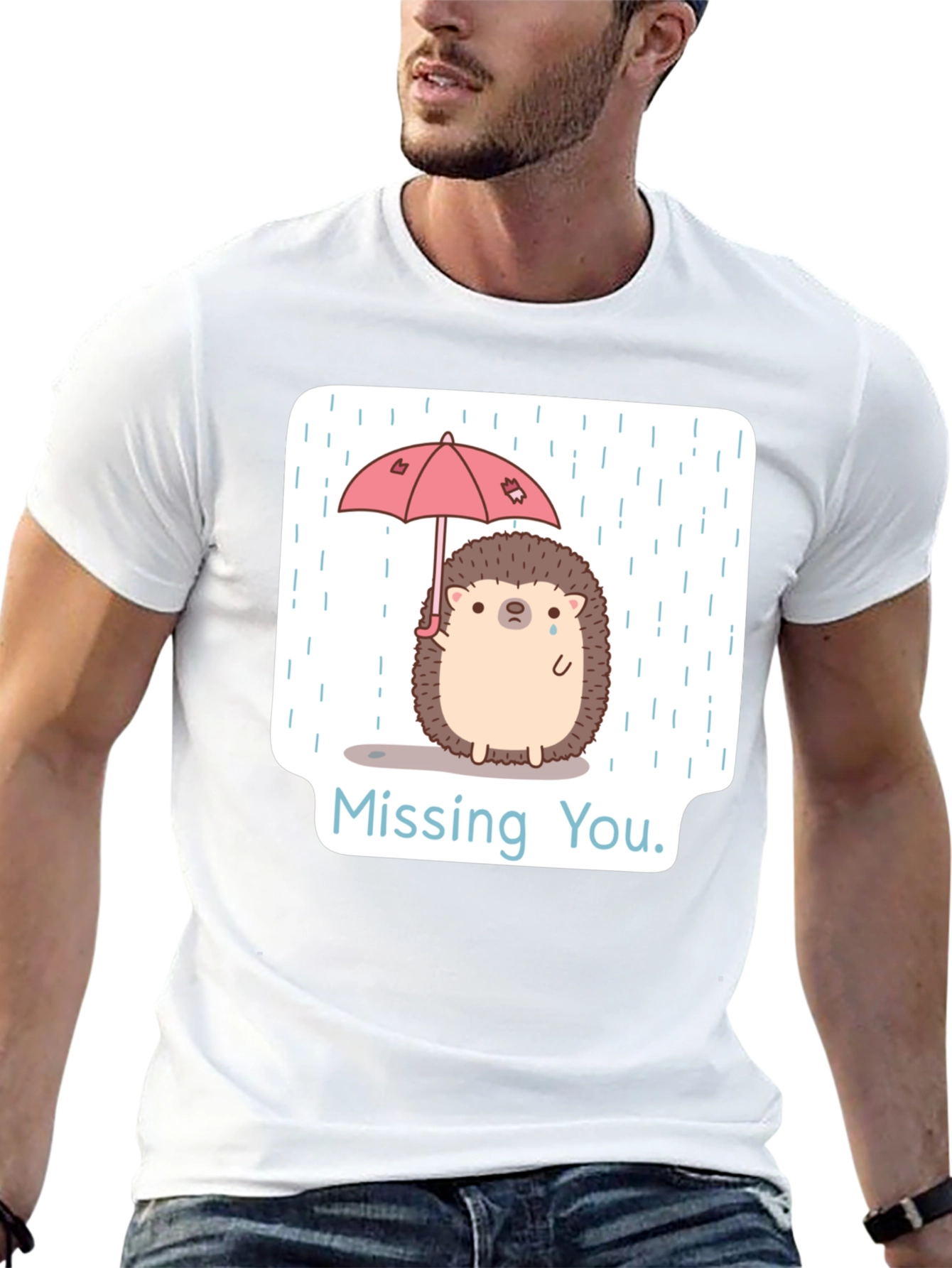 Black Missing You Hedgehog T-Shirt view 13
