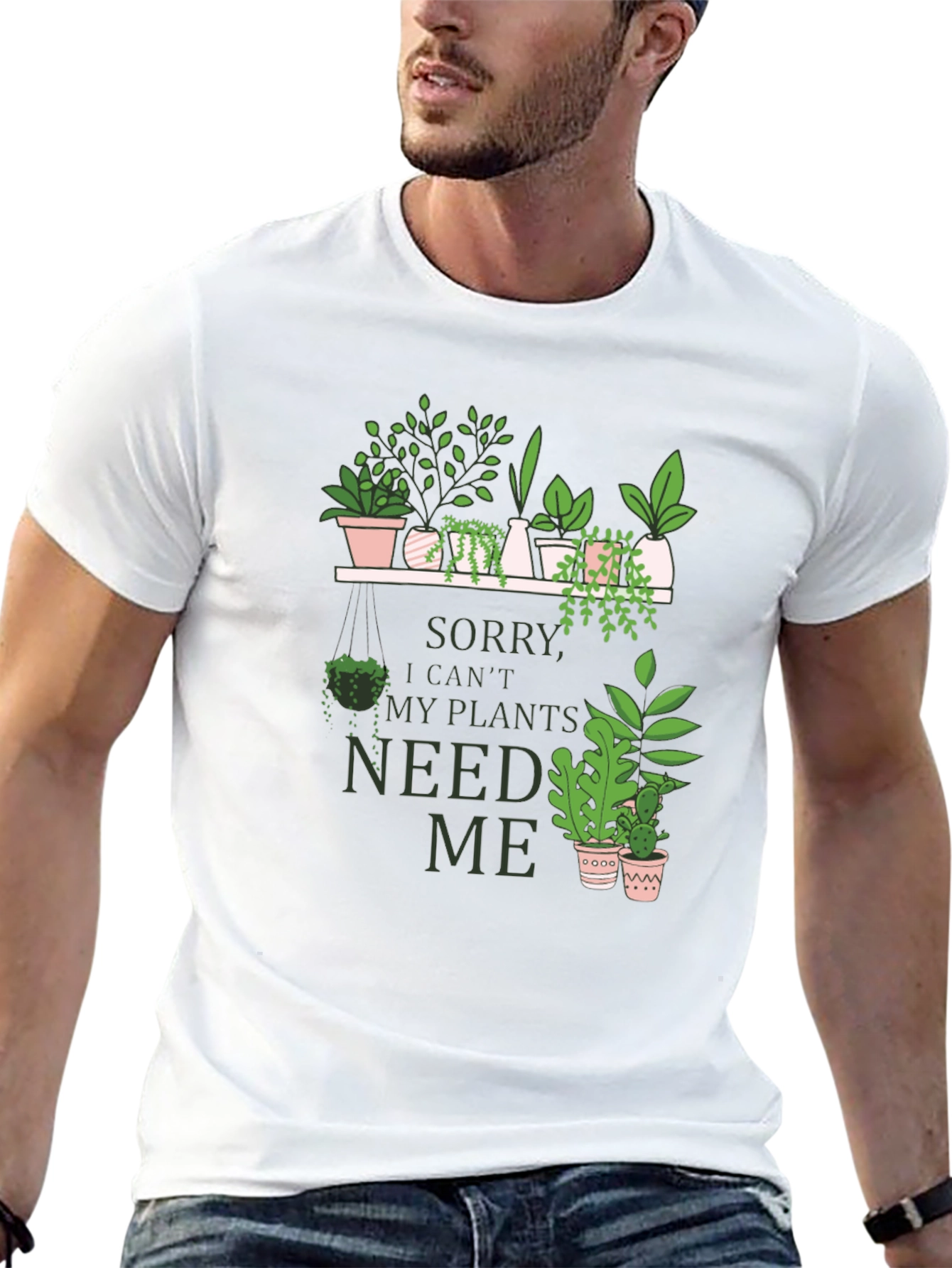 Black Plant Lover Graphic Tee - Sorry, My Plants Need Me view 13
