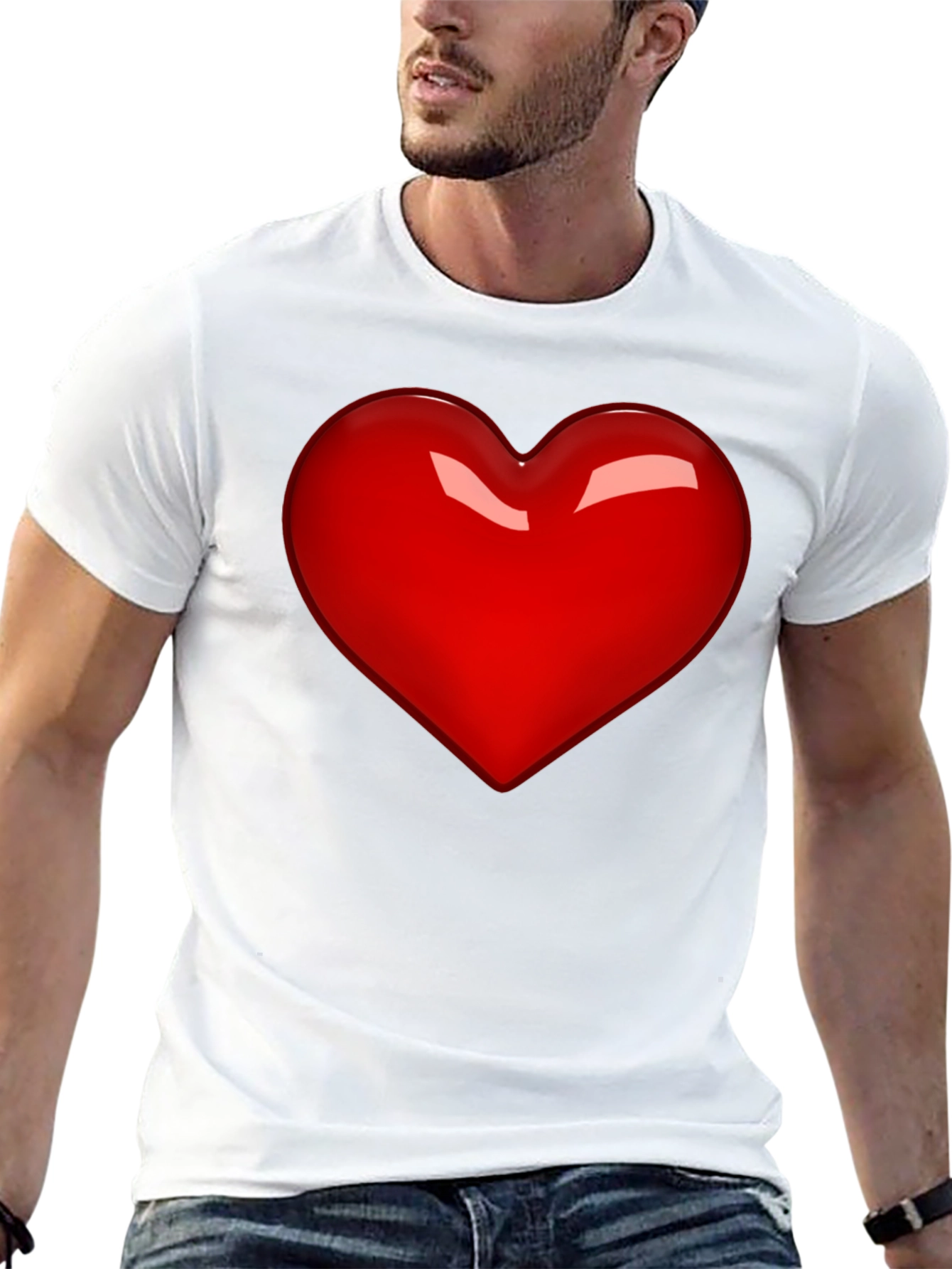 Black Bold Red Heart Graphic Tee - Men's Black T-Shirt view 13