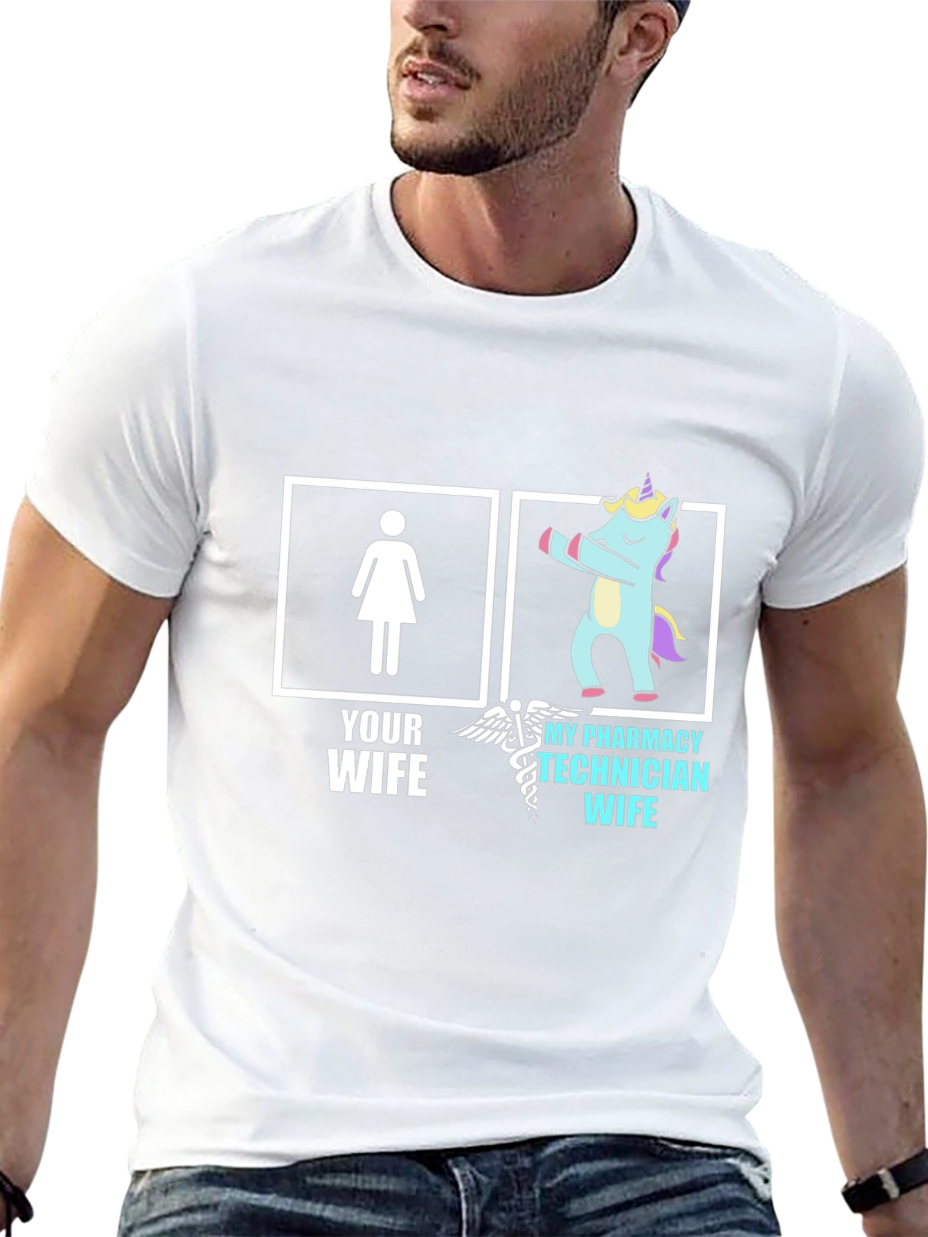 Black Pharmacy Technician Wife T-Shirt - Funny Unicorn Tee view 13