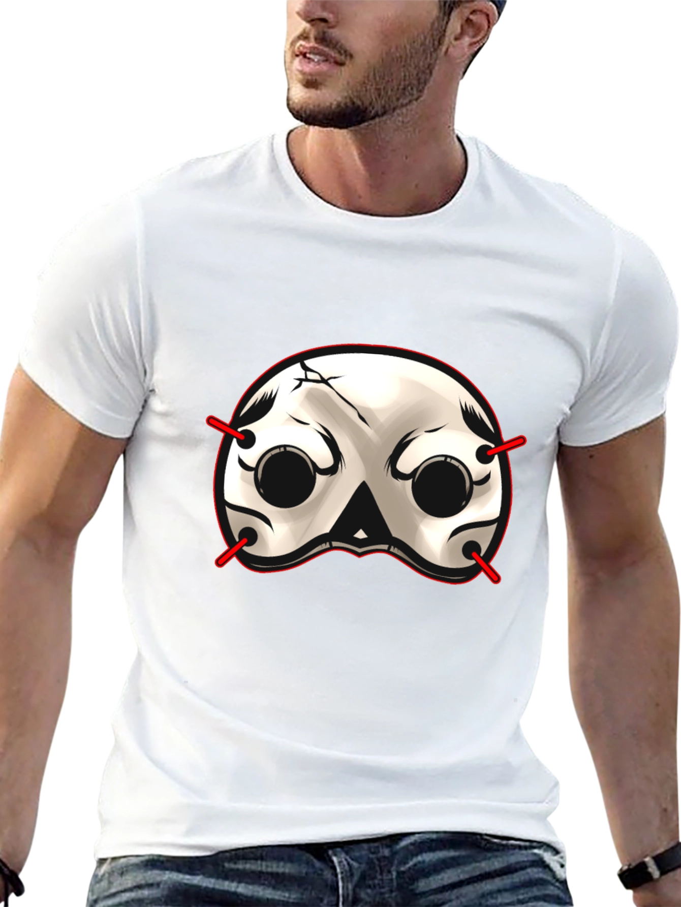 Black Skull Mask Graphic T-Shirt - Black view 13