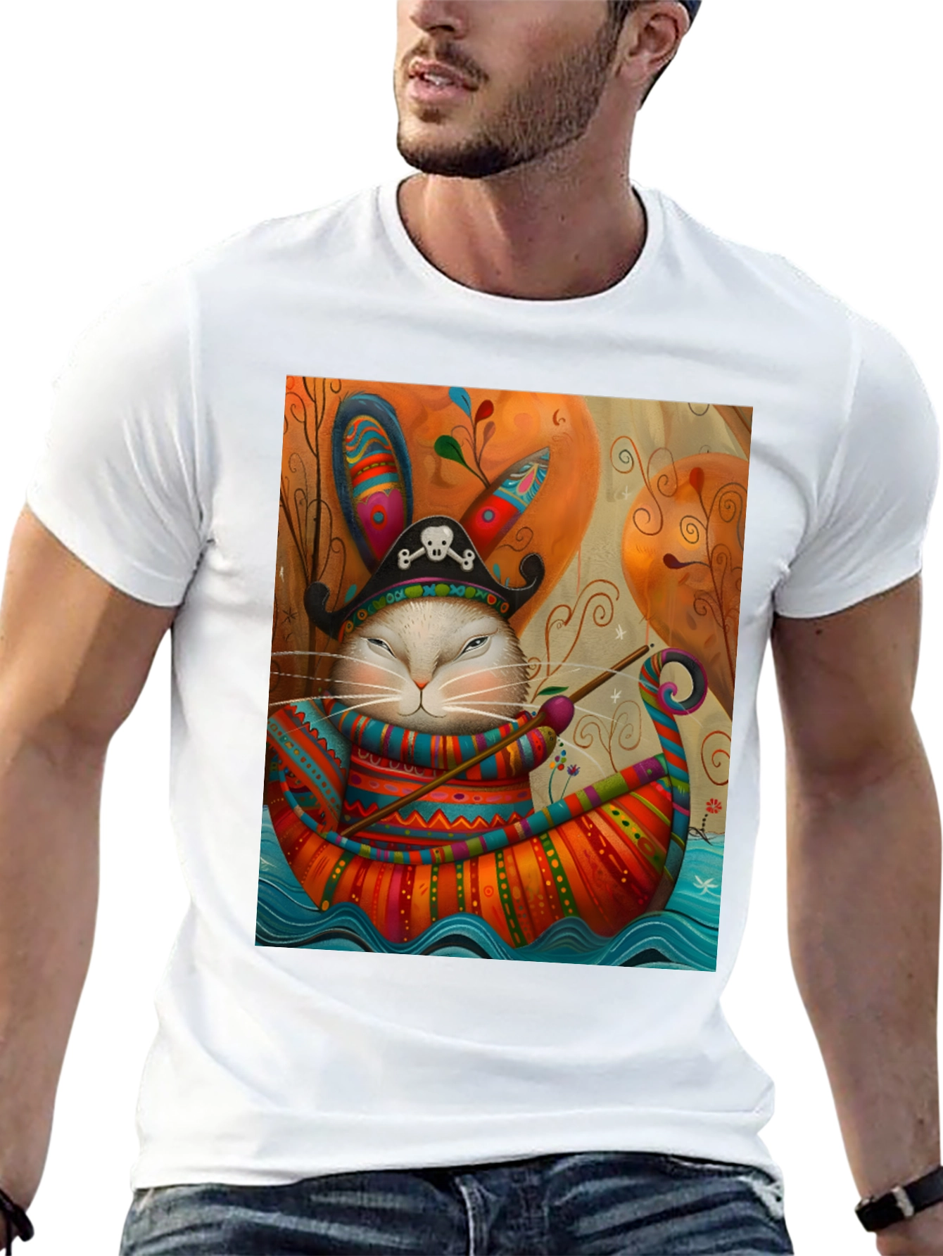 Black Pirate Rabbit Boat Ride T-Shirt view 13