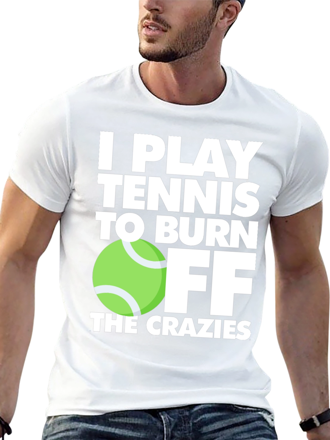 Black Tennis Player T-Shirt: Burn Off the Crazies view 13