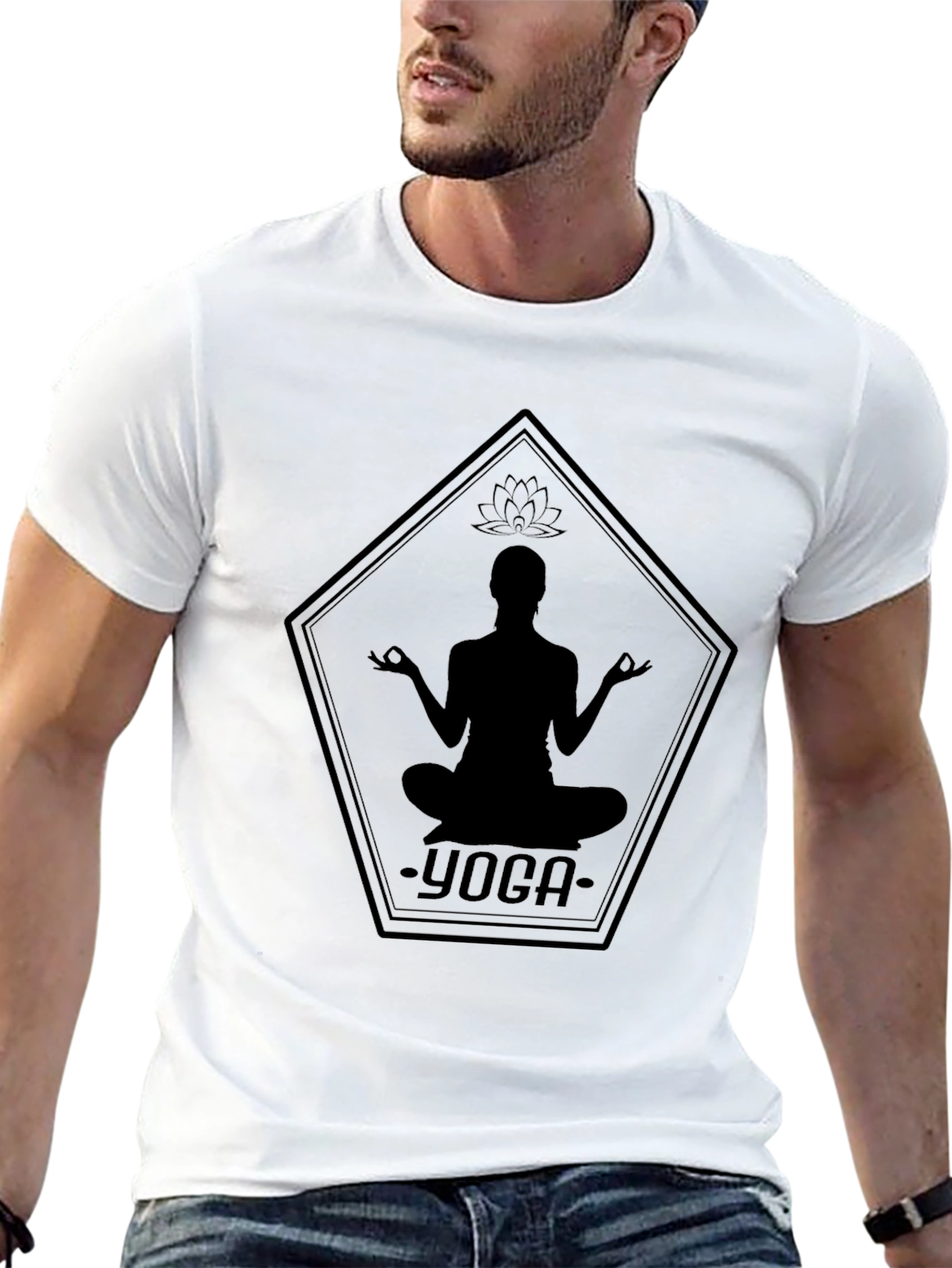 Black Yoga Silhouette Graphic Tee - Black view 13