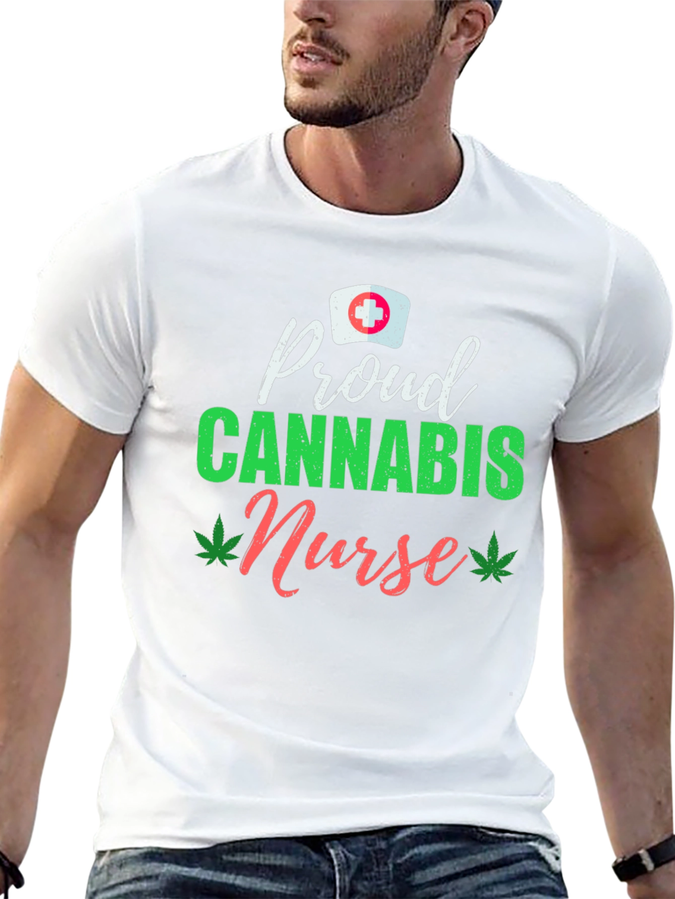 Black Proud Cannabis Nurse Black T-Shirt view 13