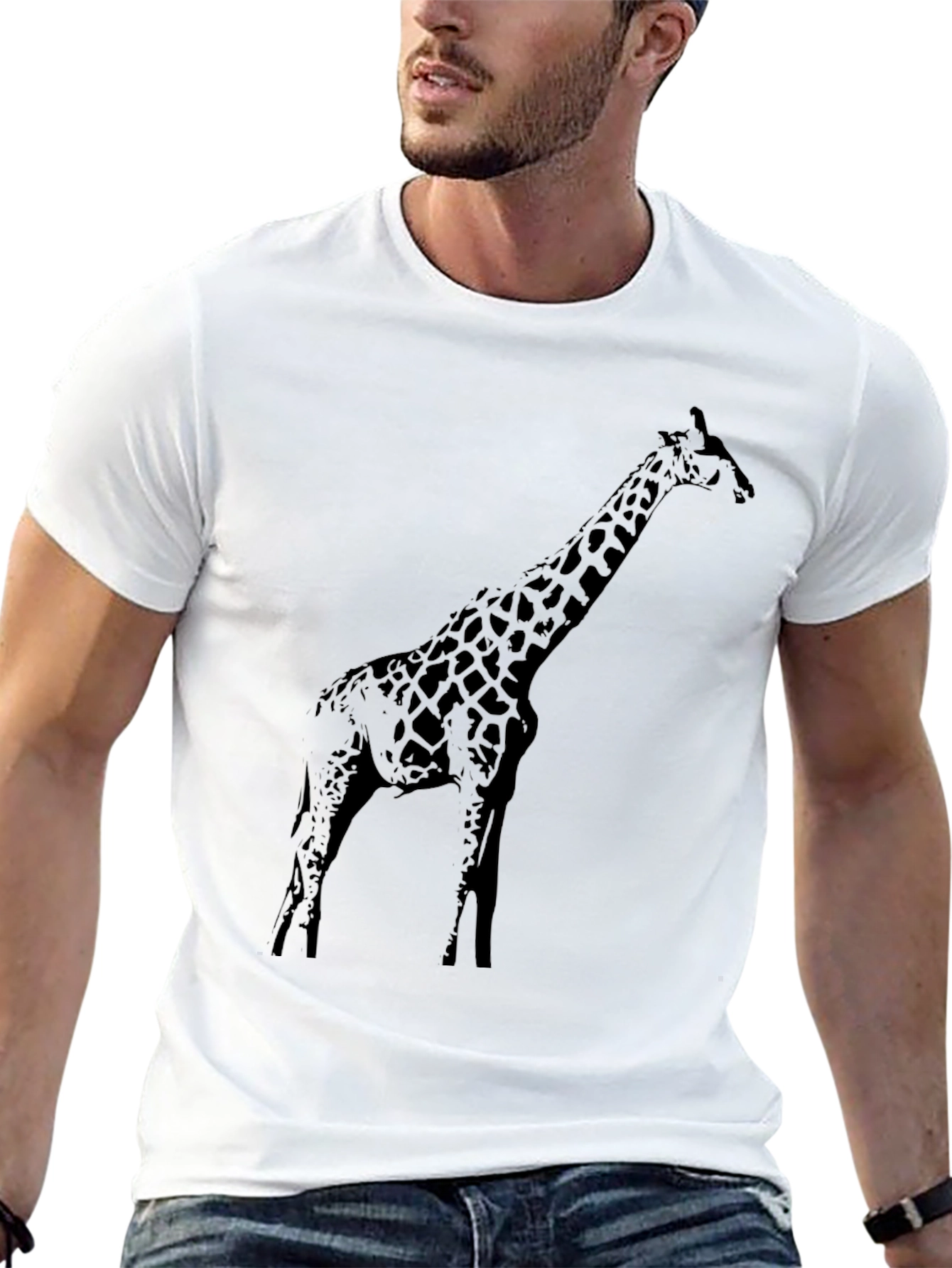 Black Giraffe Graphic Tee - Black Cotton T-Shirt view 13