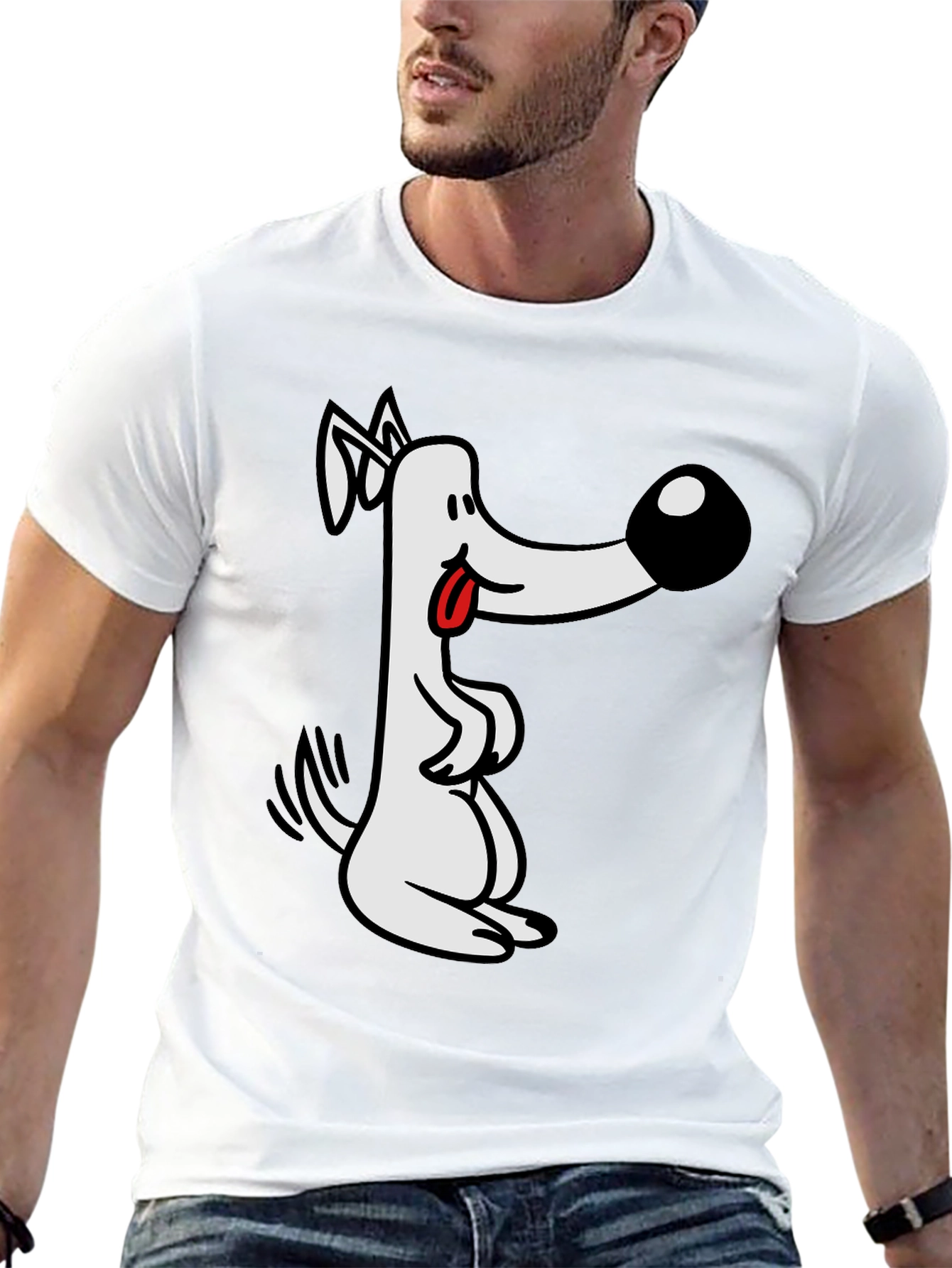 Black Cartoon Dog Graphic Tee - Black view 13