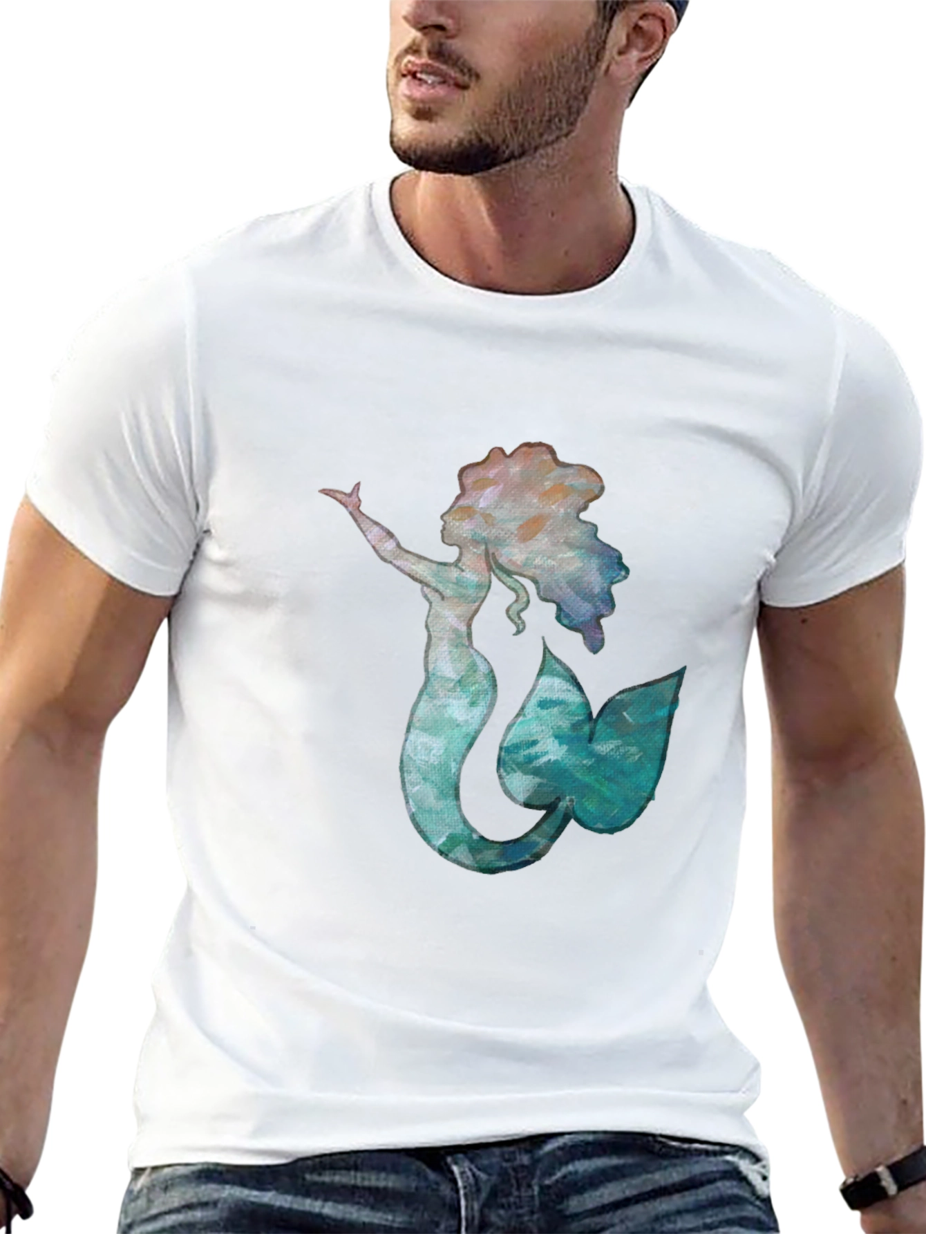 Black Mermaid Graphic Black Tee - Unique Ocean Lover Shirt view 13
