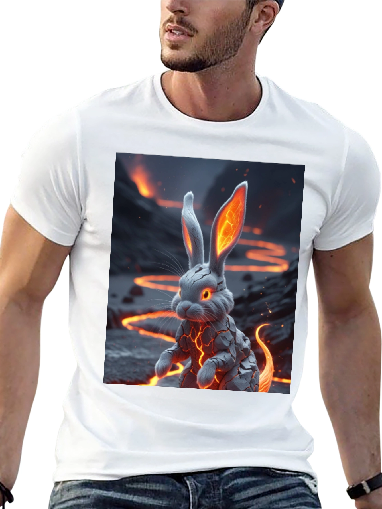 Black Lava Rabbit Graphic Tee - Unique Design! view 13