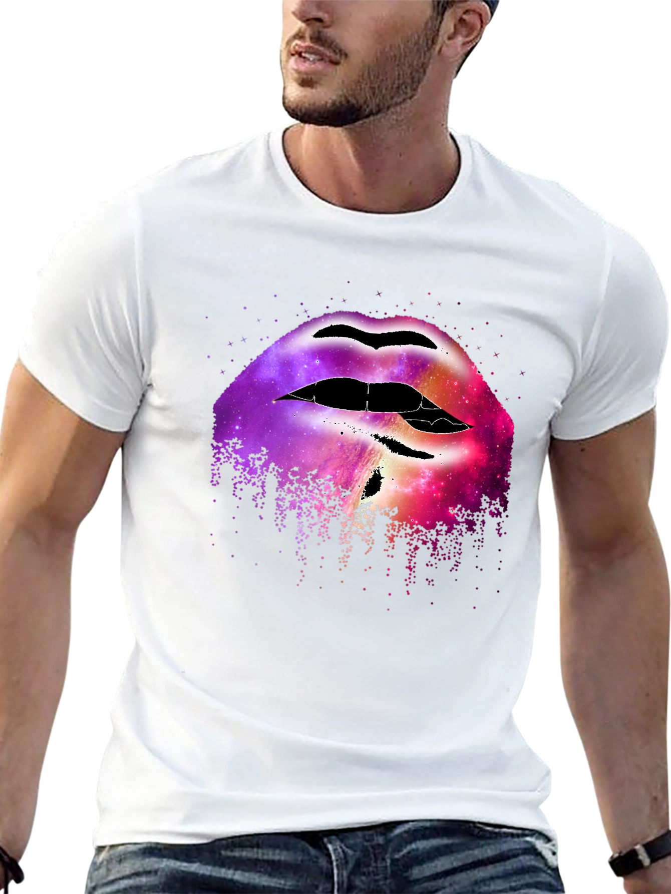 Black Galaxy Lips Graphic Tee - Unique Fashion Statement view 13