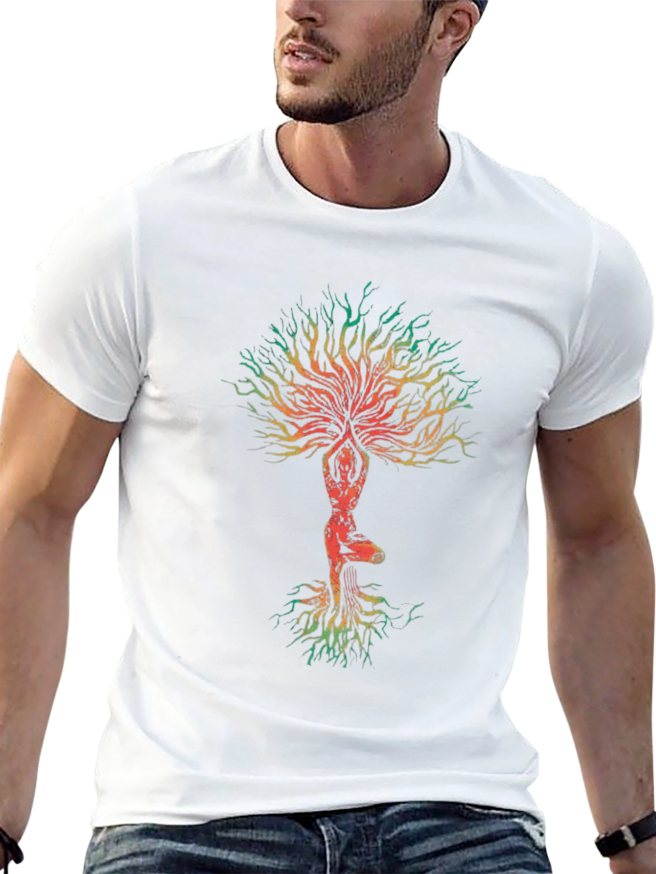 Black Yoga Tree of Life Graphic Tee - Unisex Black T-Shirt view 13