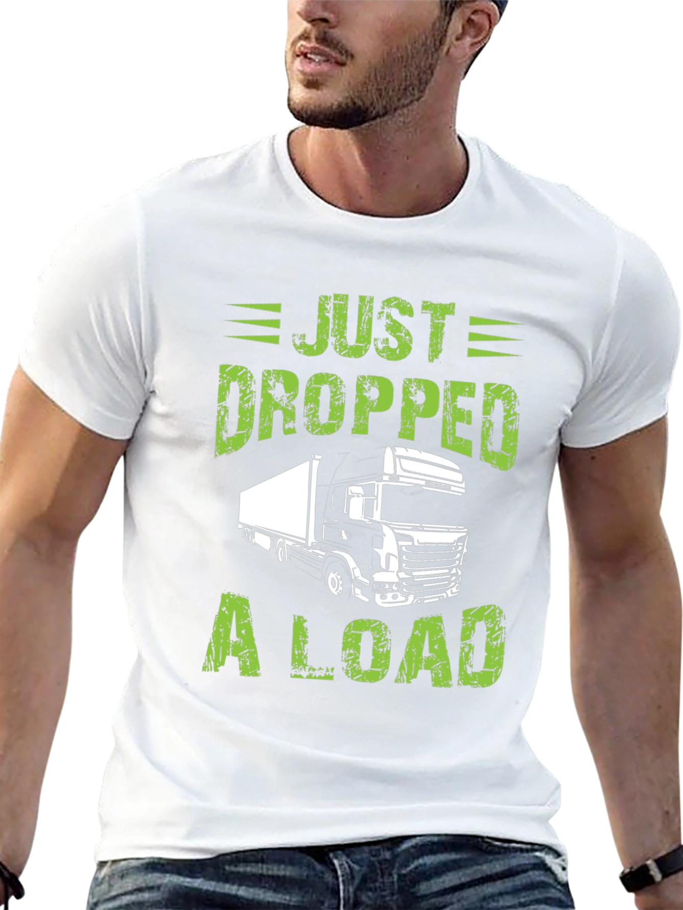 Black Just Dropped A Load Trucker T-Shirt view 13
