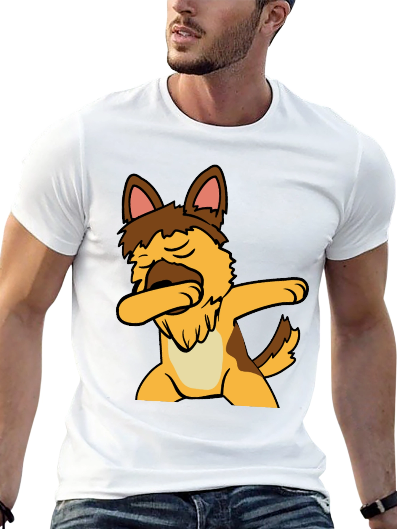 Black Dabbing Dog Graphic Tee - Cute Black T-Shirt view 13