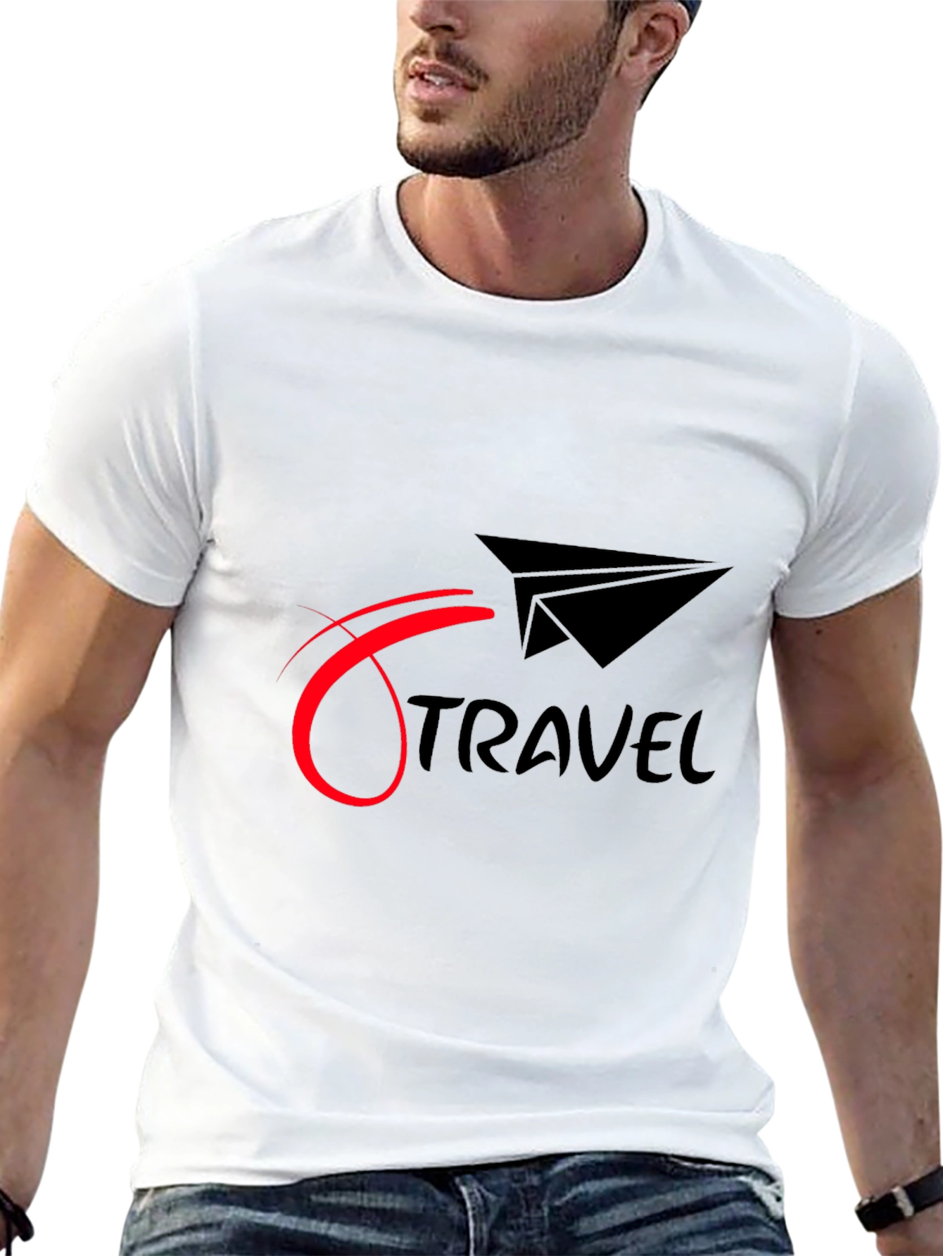 Black Travel Graphic Tee - Black Cotton Blend view 13