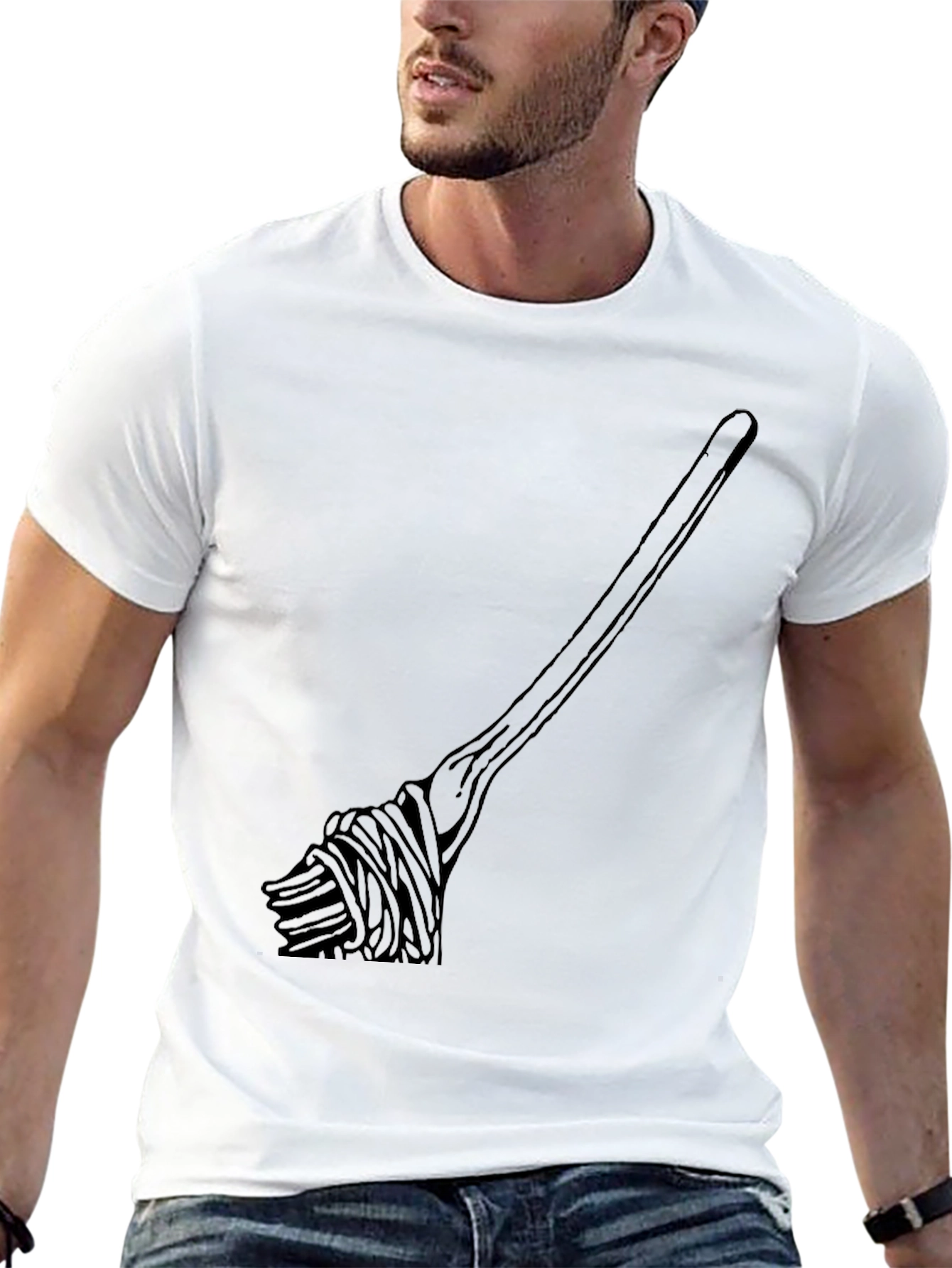 Black Spaghetti Fork T-Shirt - Novelty Foodie Tee view 13