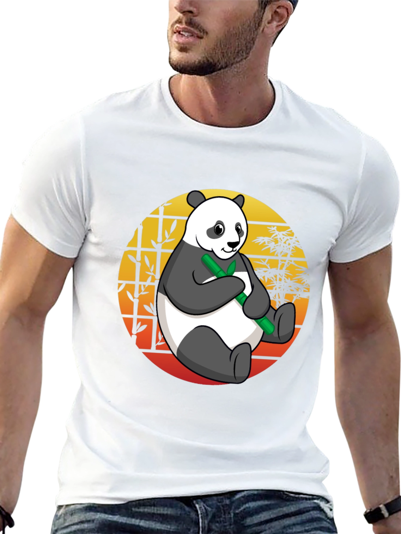 Black Panda Bamboo T-Shirt - Men's Black Graphic Tee view 13