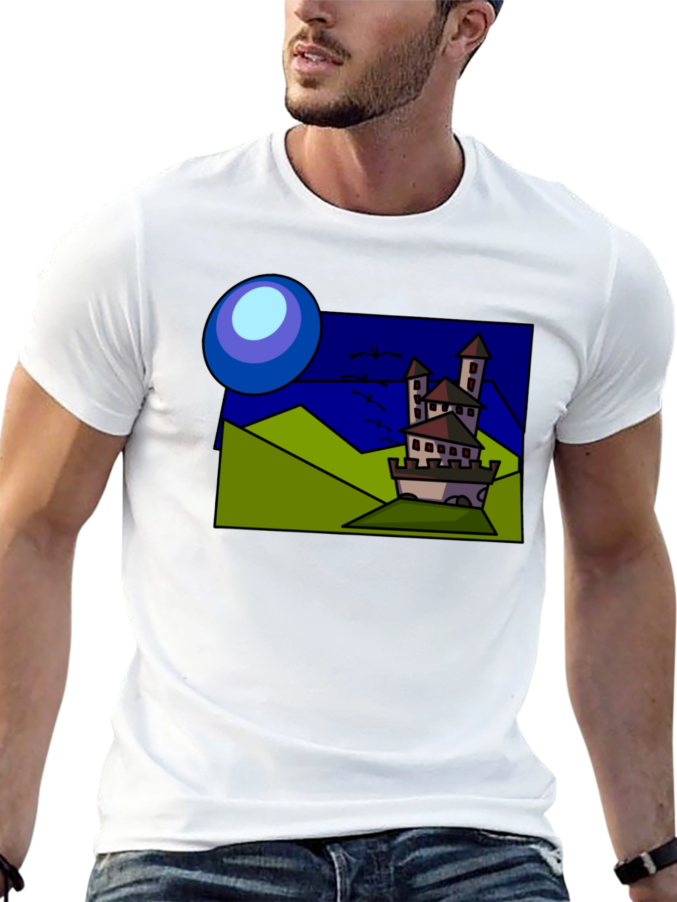 Black Cartoon Castle T-Shirt: Quirky Design, Classic Fit view 13