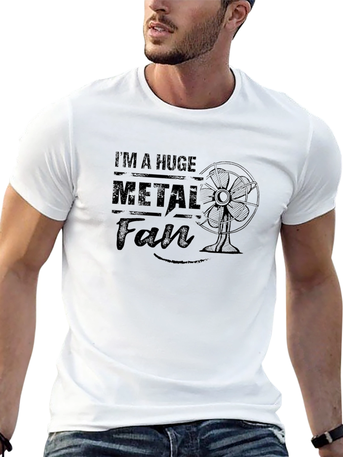 Black I'm A Huge Metal Fan Funny T-Shirt view 13