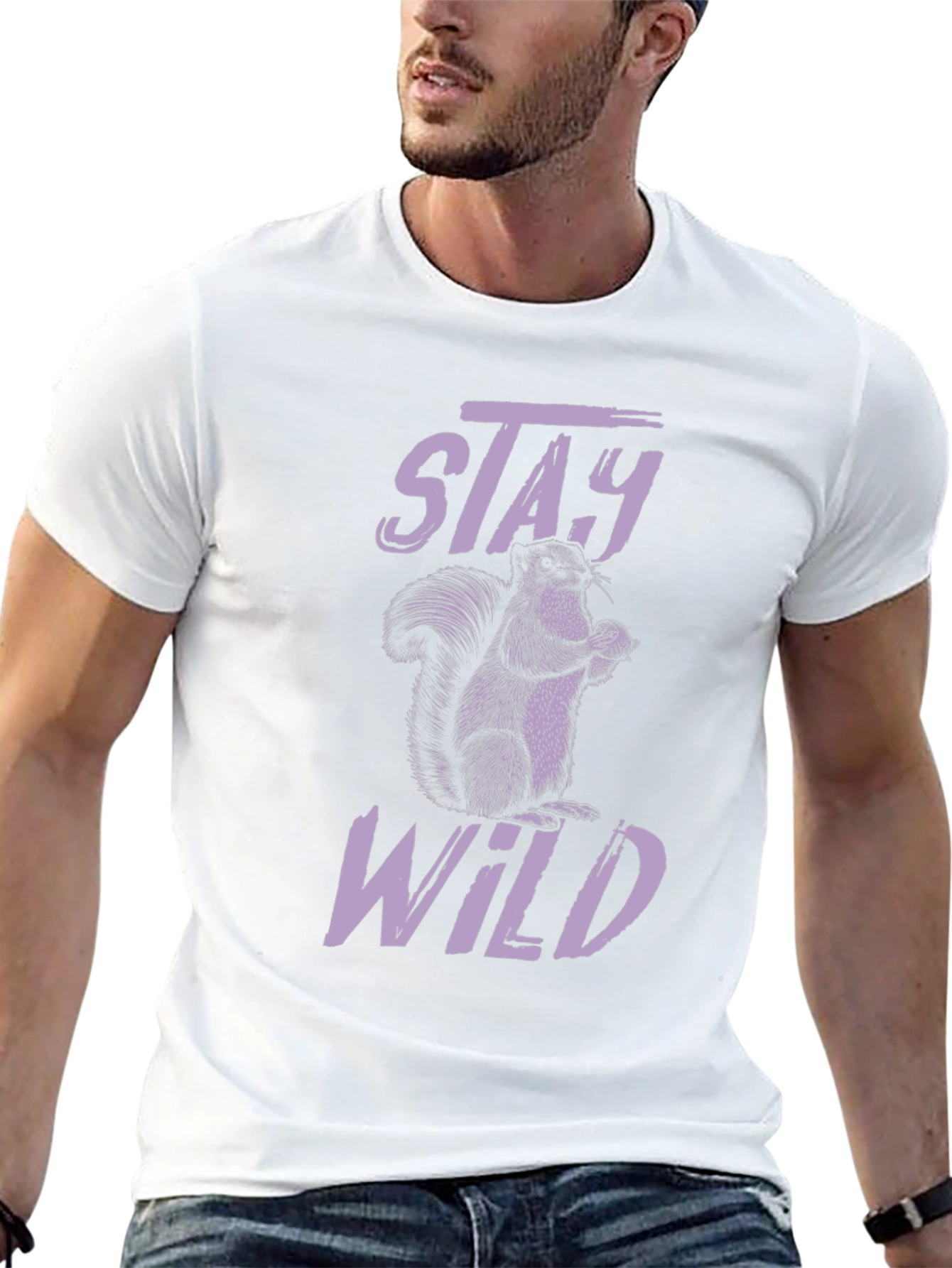 Black Stay Wild Squirrel Graphic T-Shirt - Black view 13