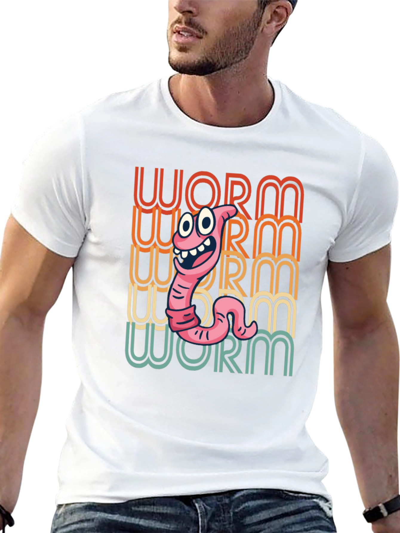 Black Funny Worm Graphic Tee - Black Cotton T-Shirt view 13