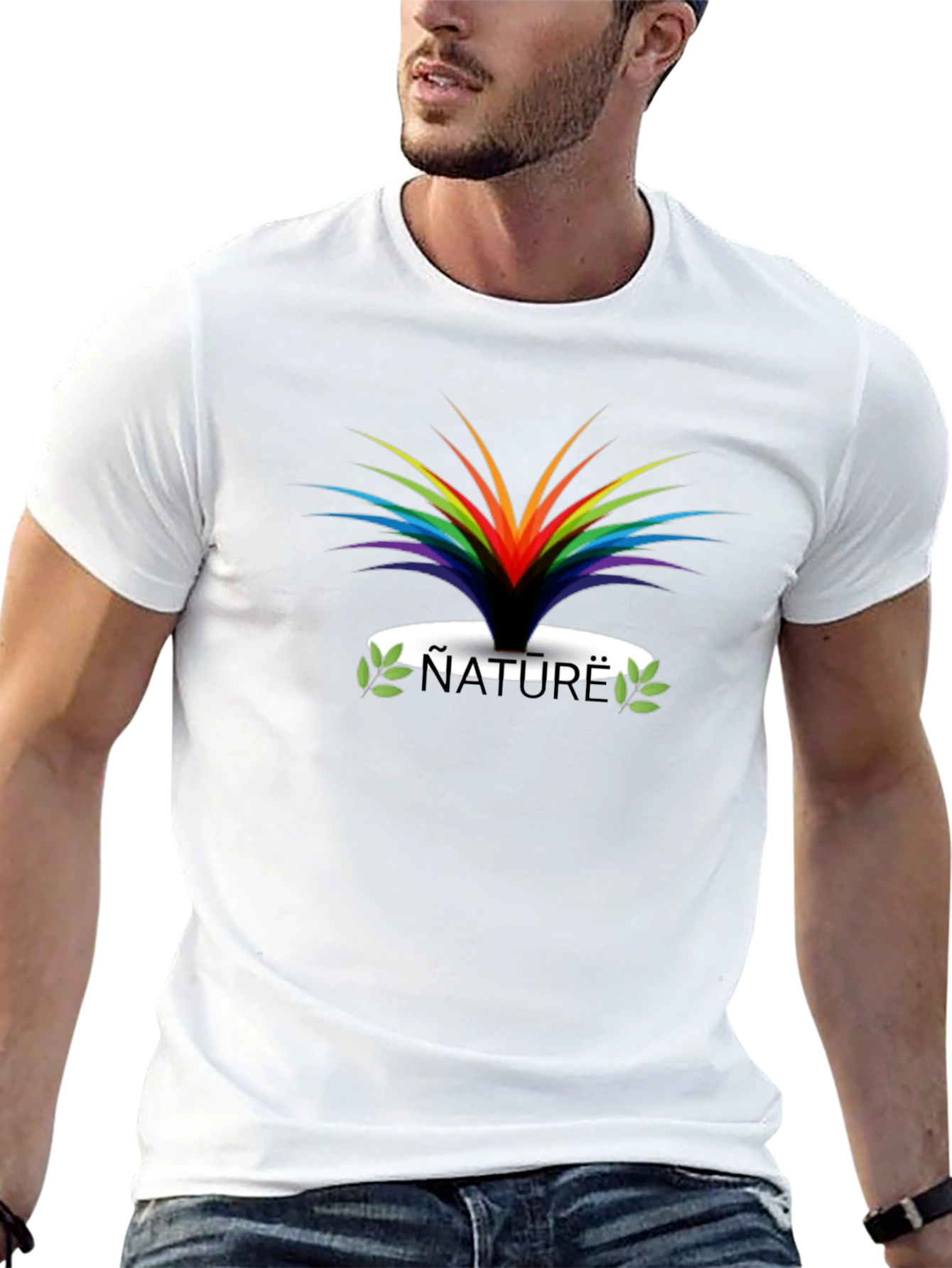 Black Nature Rainbow Graphic Black T-Shirt view 13