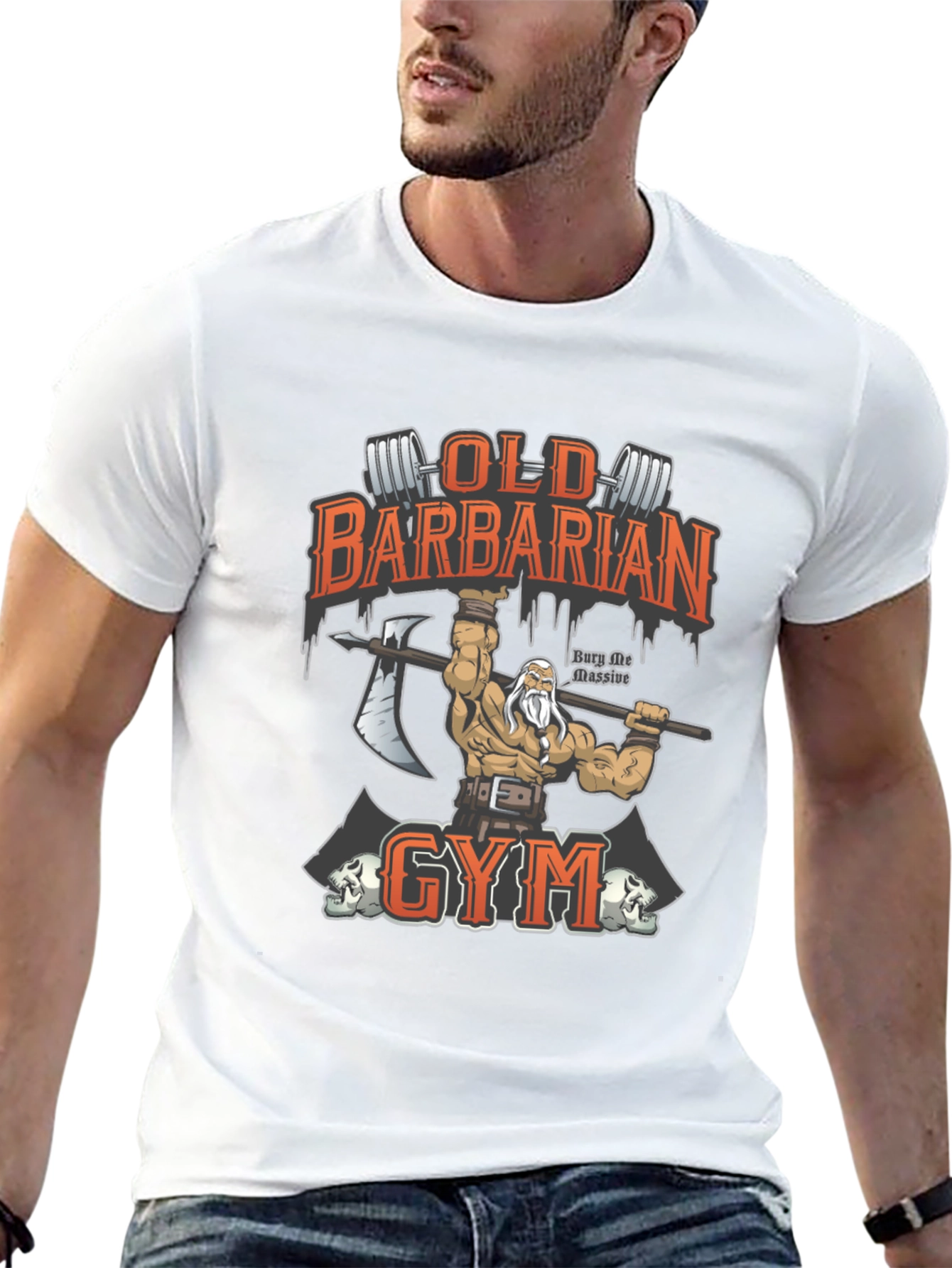 Black Old Barbarian Gym Black T-Shirt view 13