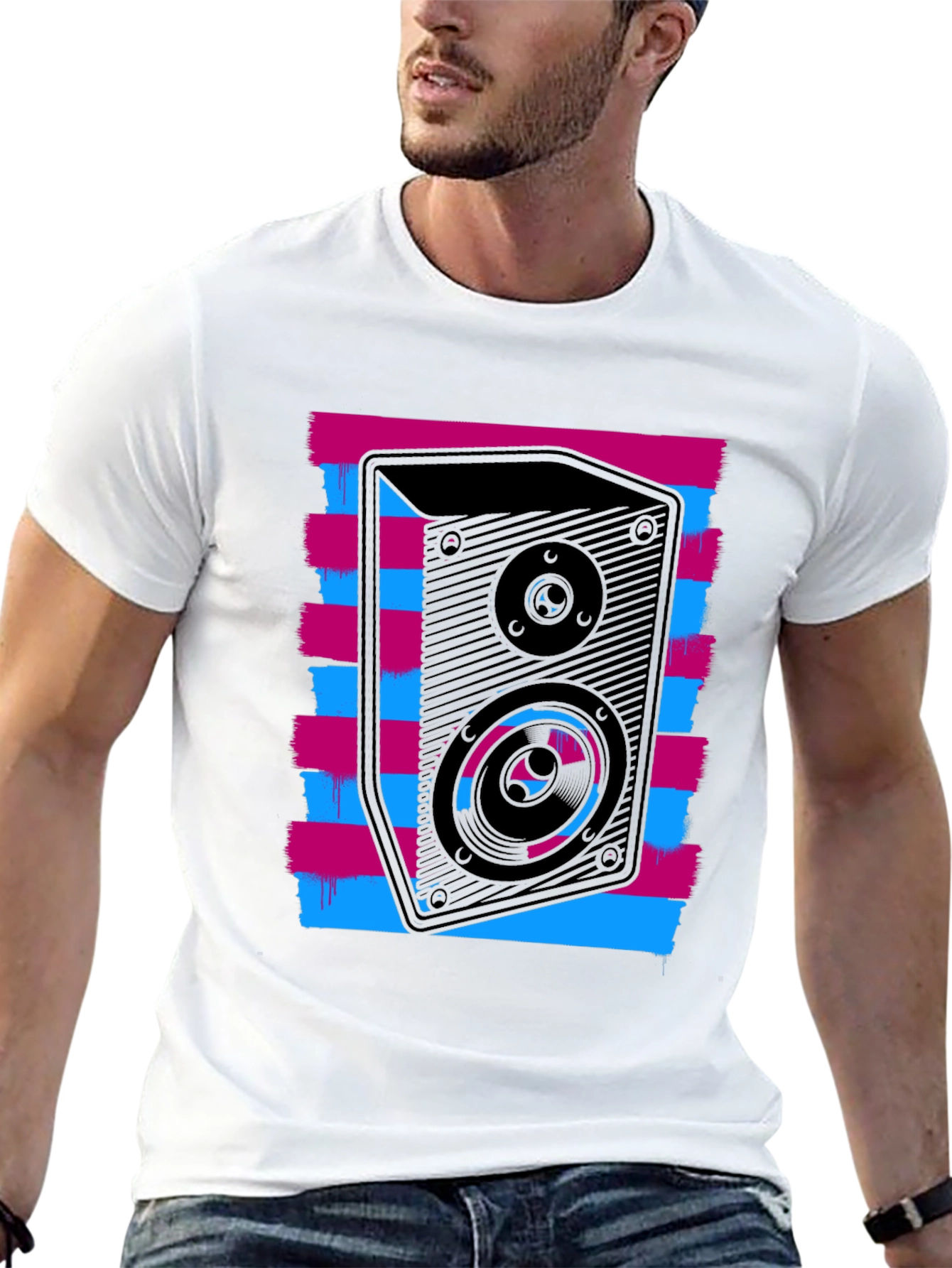 Black Retro Speaker Graphic T-Shirt - Bold Black Tee view 13